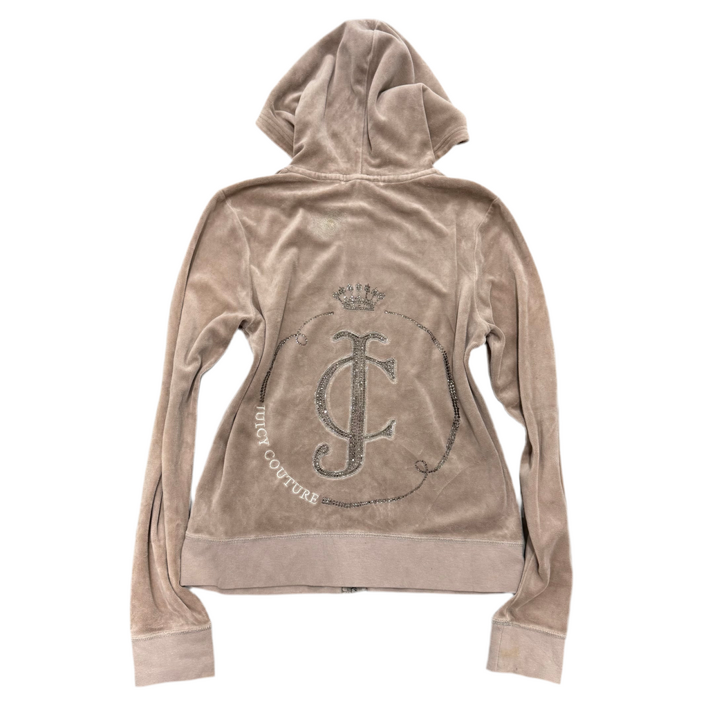 Sandy Brown Velour Juicy Couture Hoodie w/ RARE RHINESTONE DESIGN SIZE XL