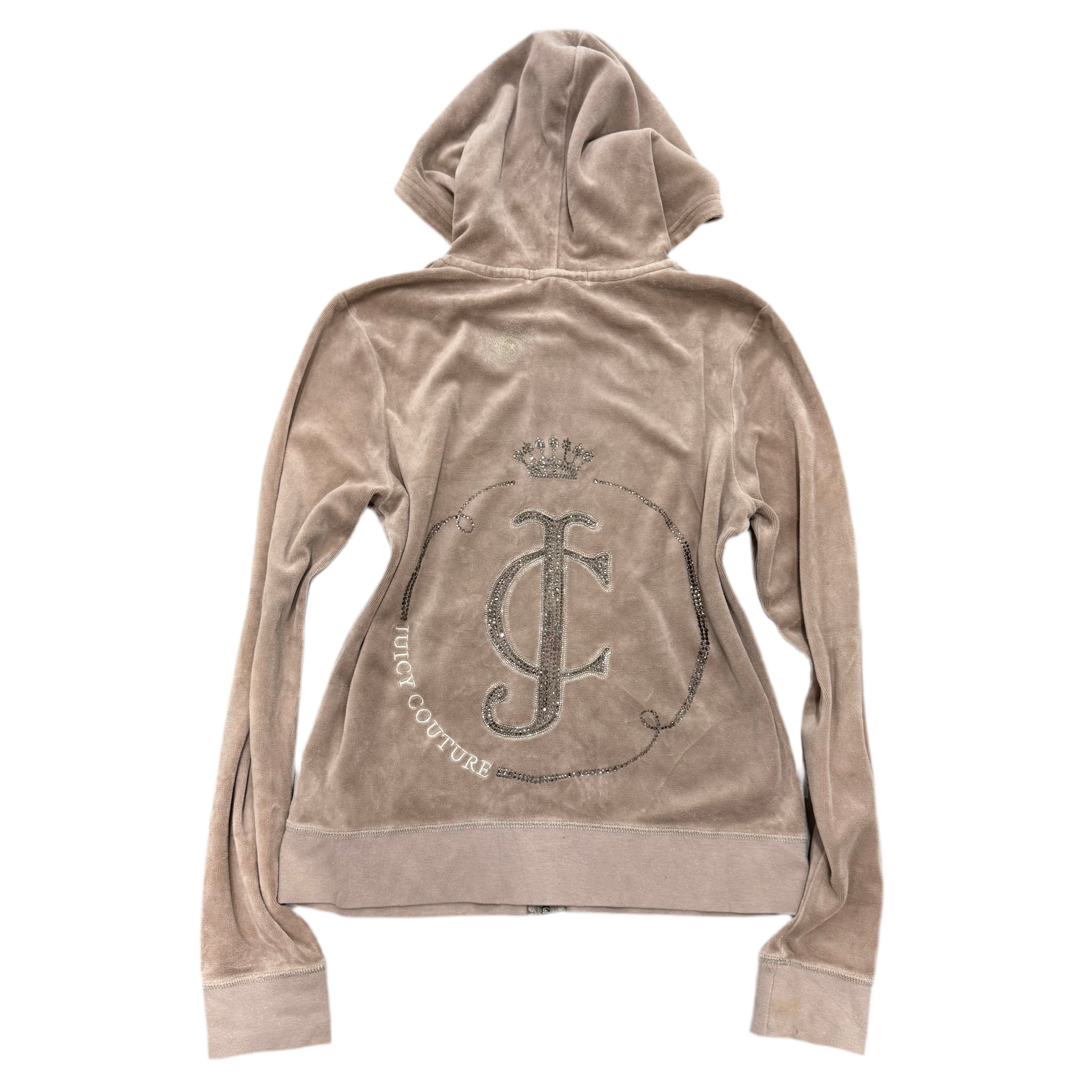 Sandy Brown Velour Juicy Couture Hoodie w/ RARE RHINESTONE DESIGN SIZE XL