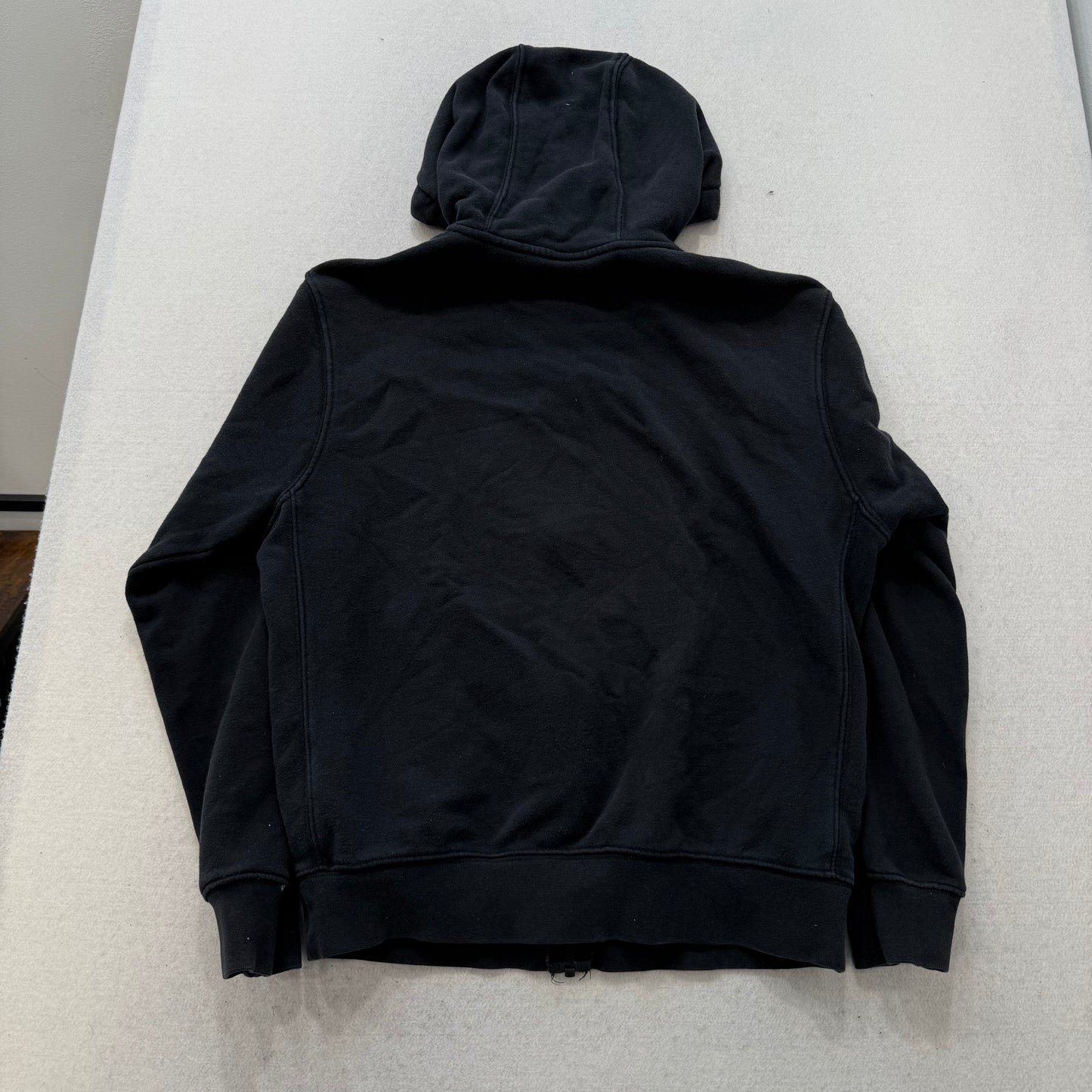 Nike Mens Washed Black Cotton Blend Full Zip Hoodie Split Kangaroo Pocket Size S