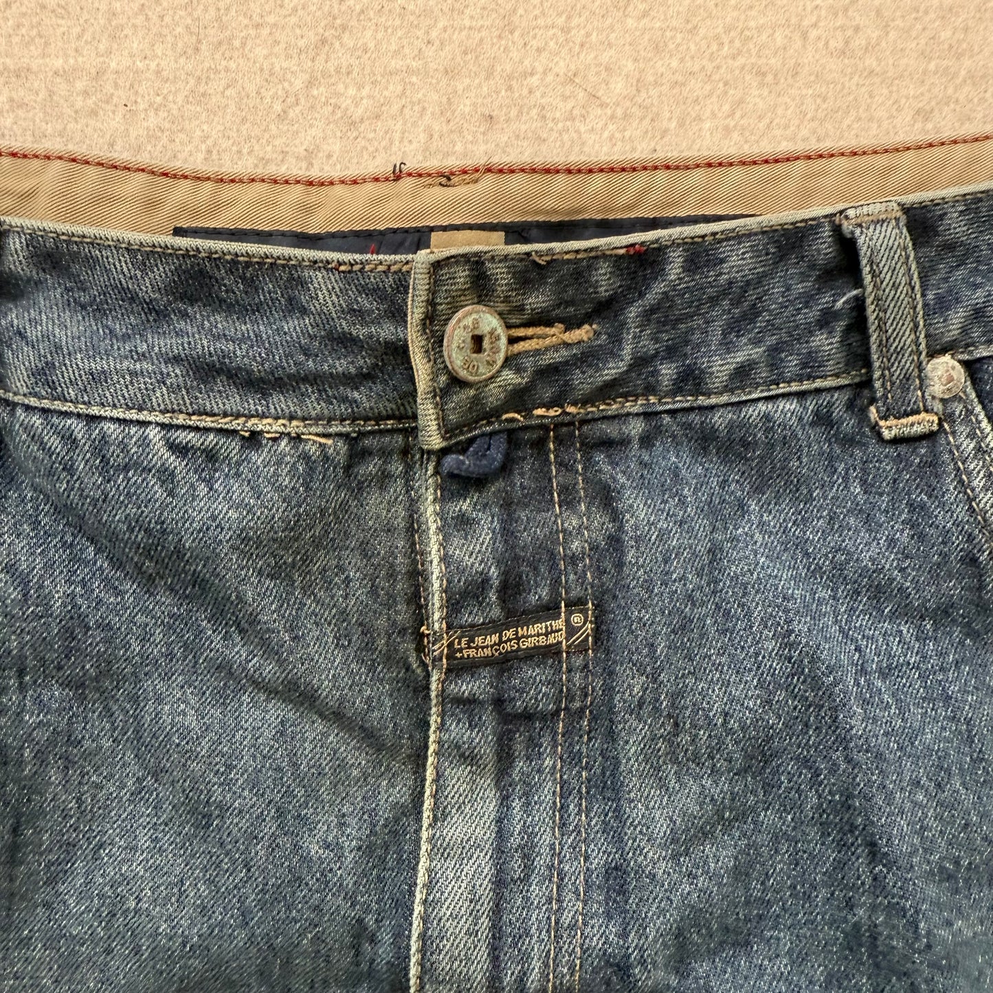 Marithe Francois Girbaud Mens Medium Blue Denim Straight Wide Leg Jeans Size 40M