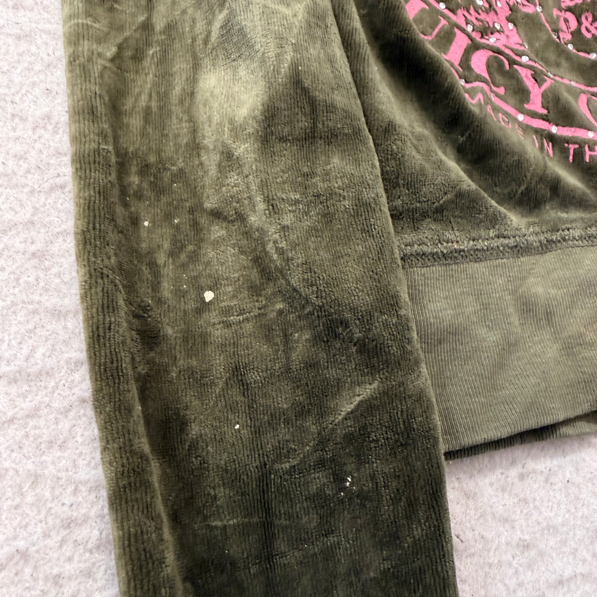 RARE 2003 Juicy Couture Scottie Dogs Womens Olive Green Velour Zip-Up Hoodie - S