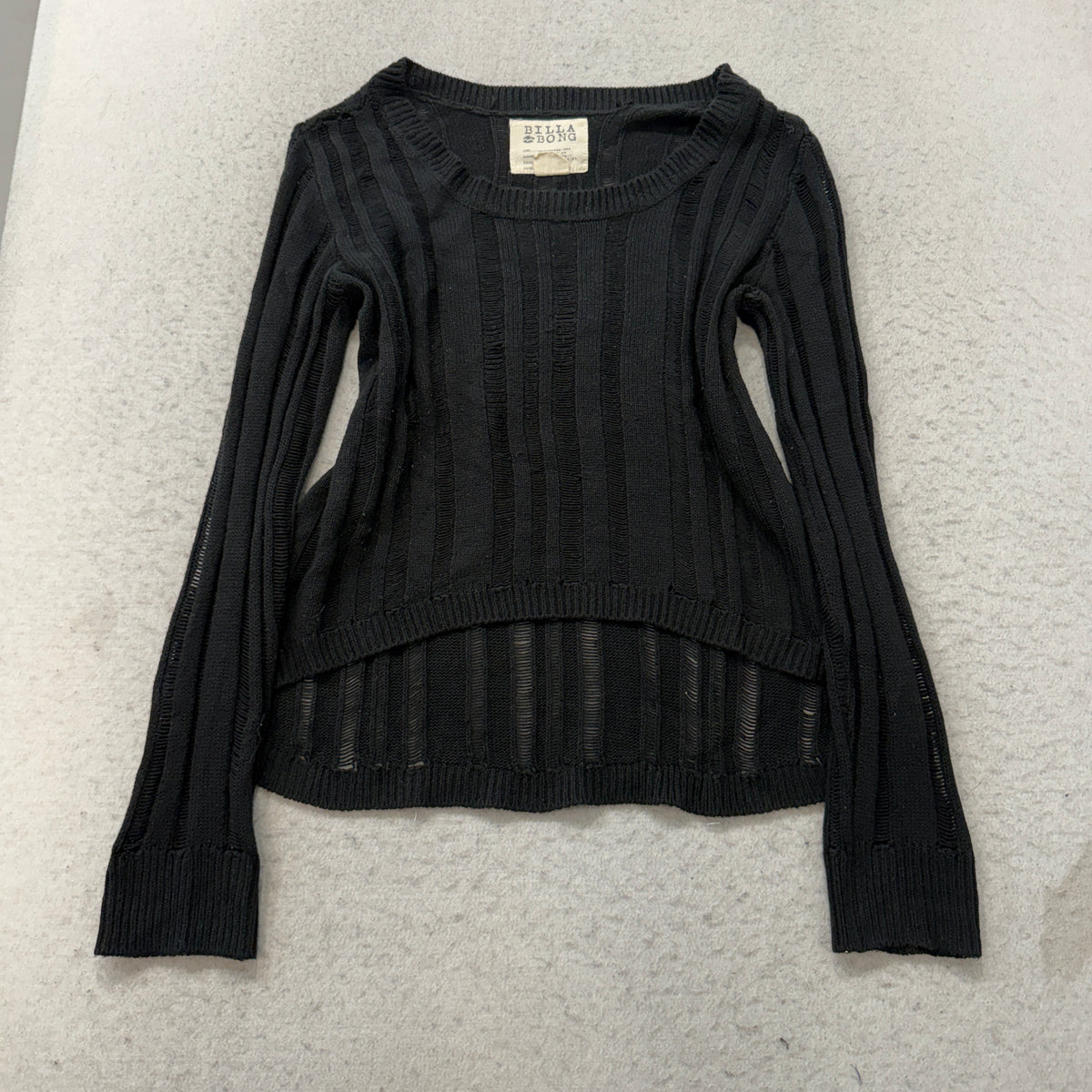 Billabong Black Open Knit Pullover Sweater Size L photo 1
