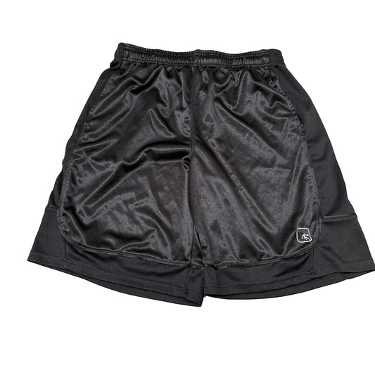 AND1 Men's Black Basketball Shorts Elastic Waistband Shiny Finish Logo Size W30