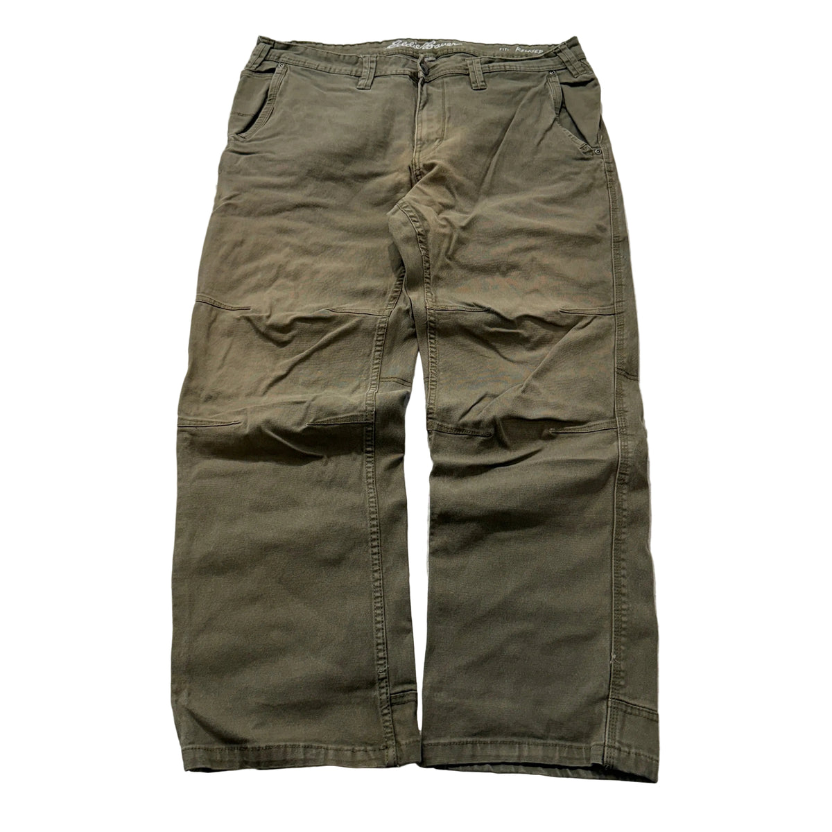 Eddie Bauer Relaxed Fit Canvas Pants Men's Olive Green Cotton Outdoor Size 38x30 photo 1