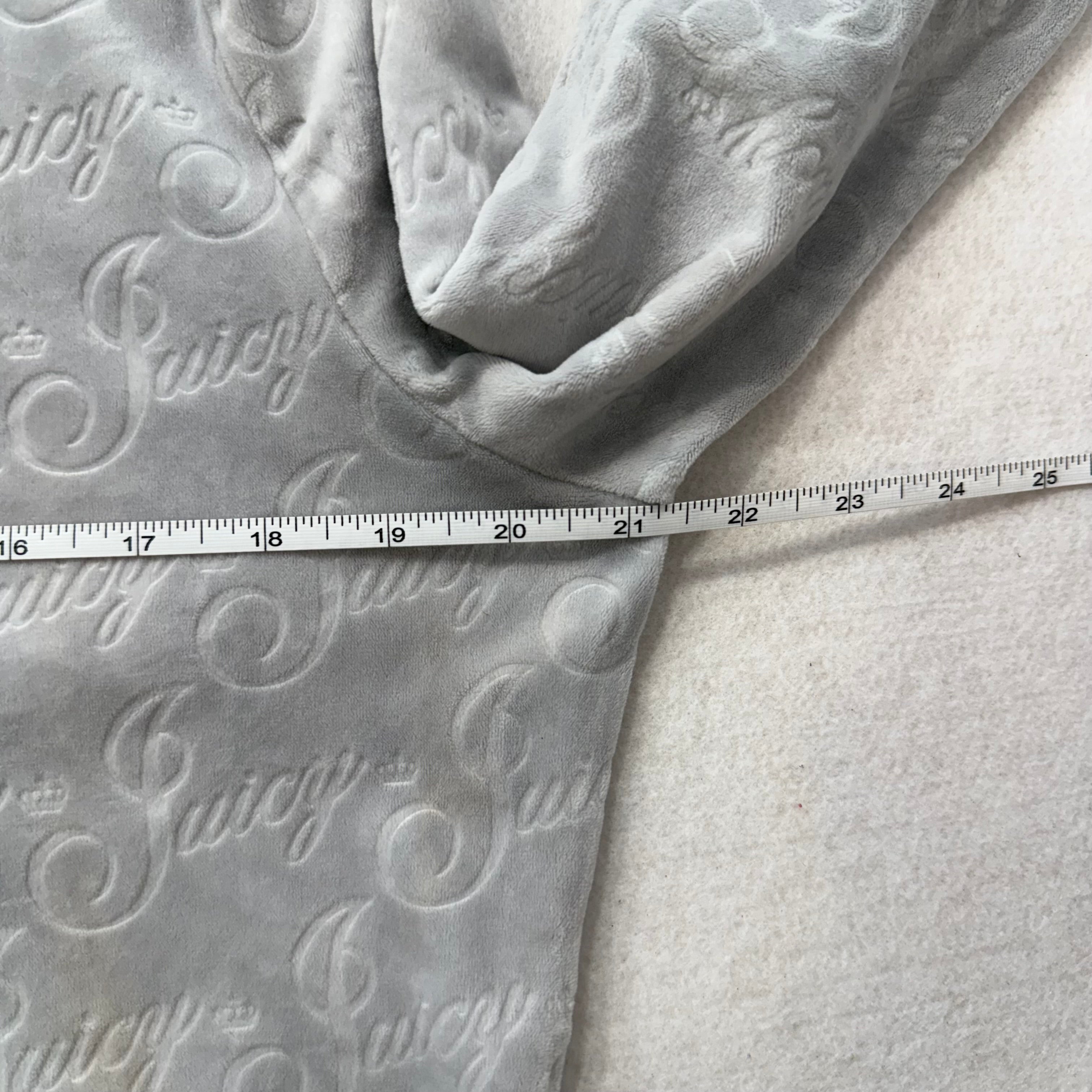 Vintage Juicy Couture Women's Gray Velour Full Zip Hoodie Juicy Embossed Size L