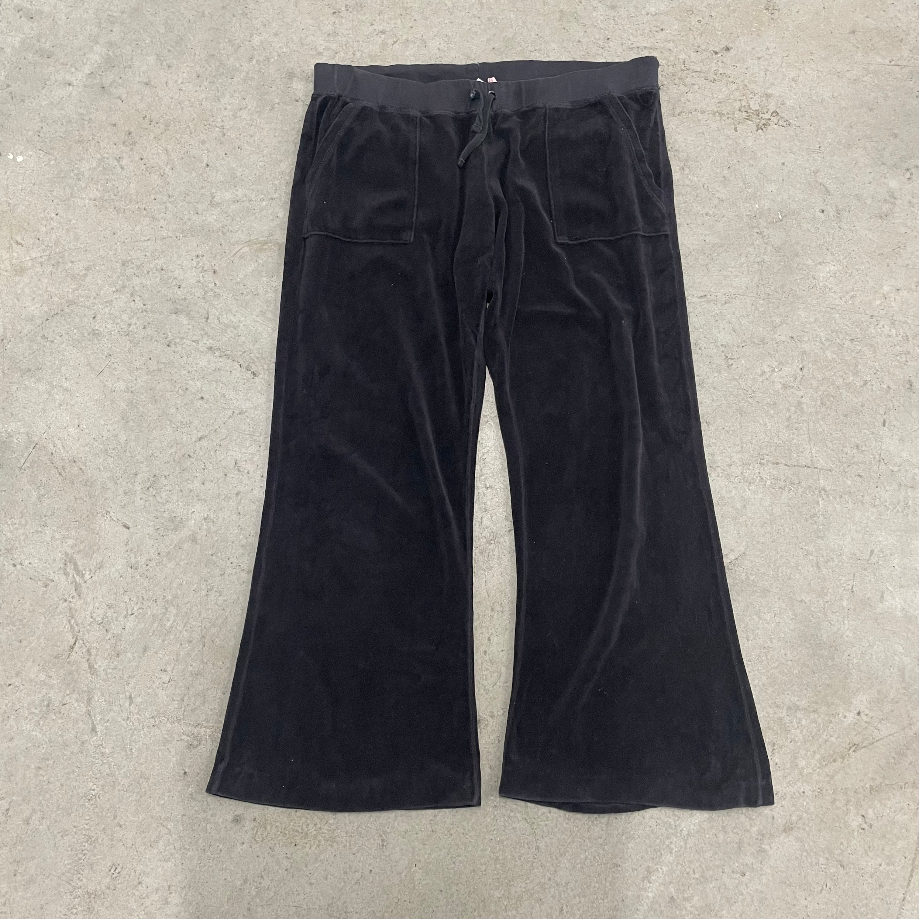 Vintage Juicy Couture Black Velour Flared Pants Size L