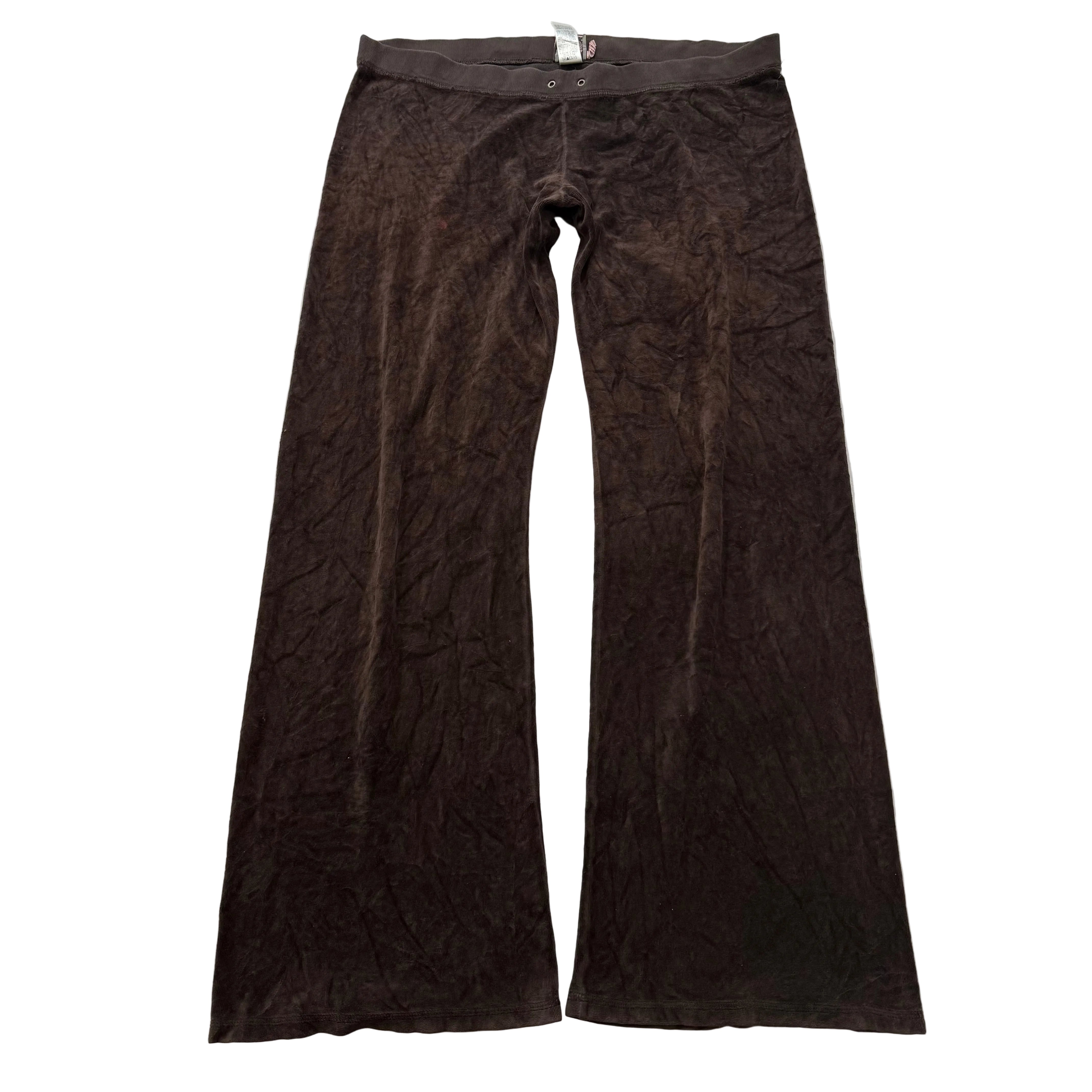 Juicy Couture Women's Dark Brown Velour Wide Leg Flare Track Pant Casual Size XL