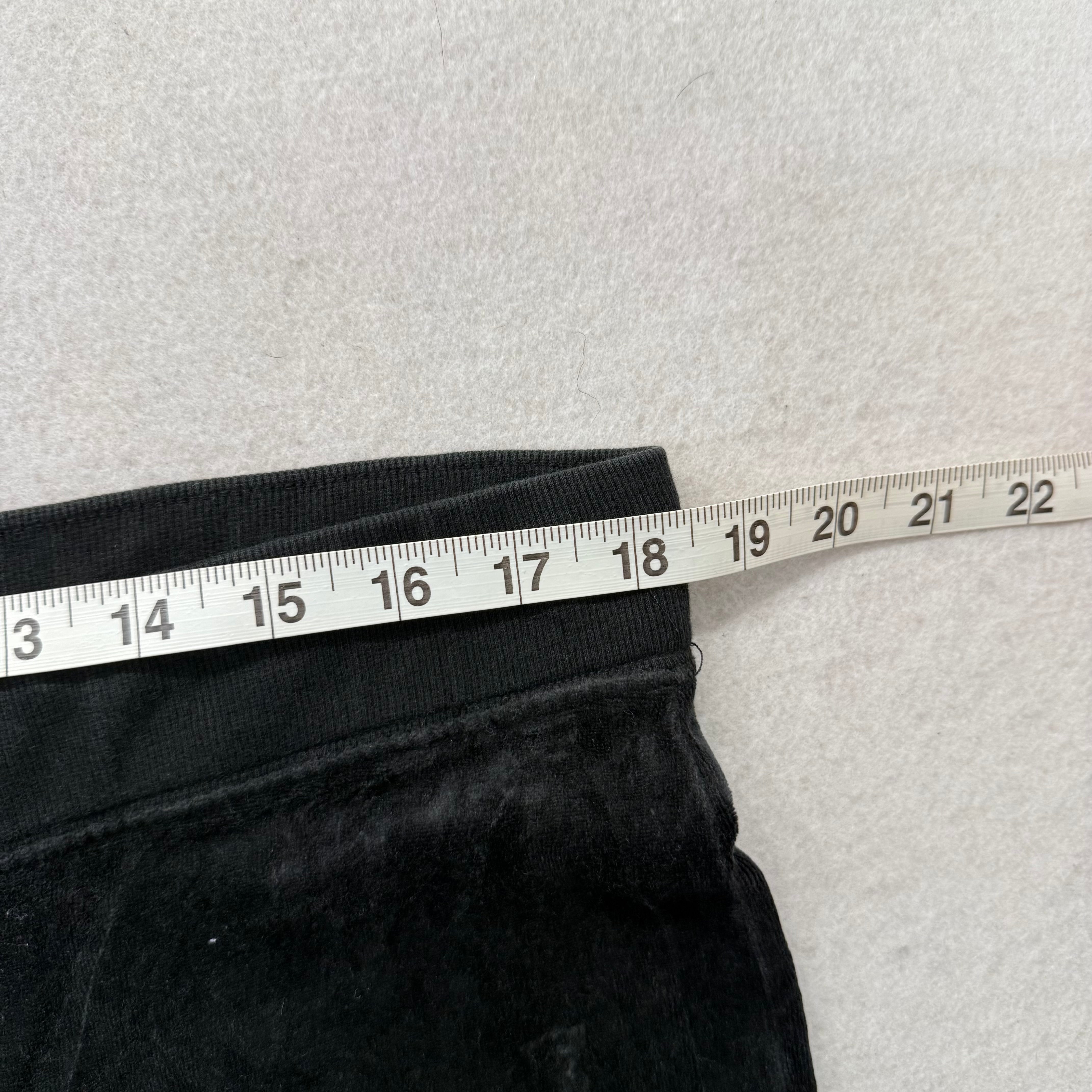 Vintage Juicy Couture Black Drawstring Flare Velour Pants Fly-Front Waistband Size XL