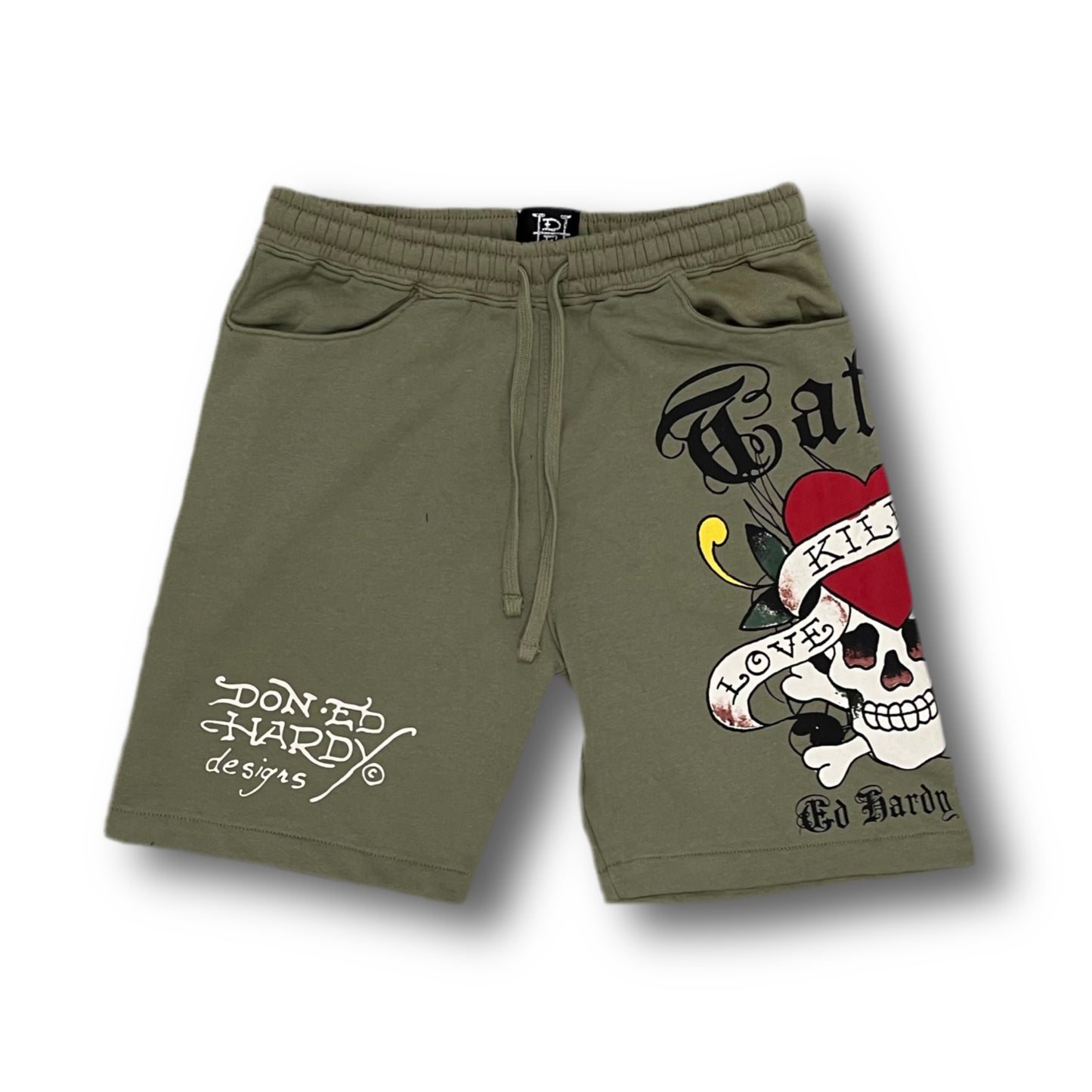 ED HARDY “LKS Skull” SAGE SHORTS - Clean Curriculums 