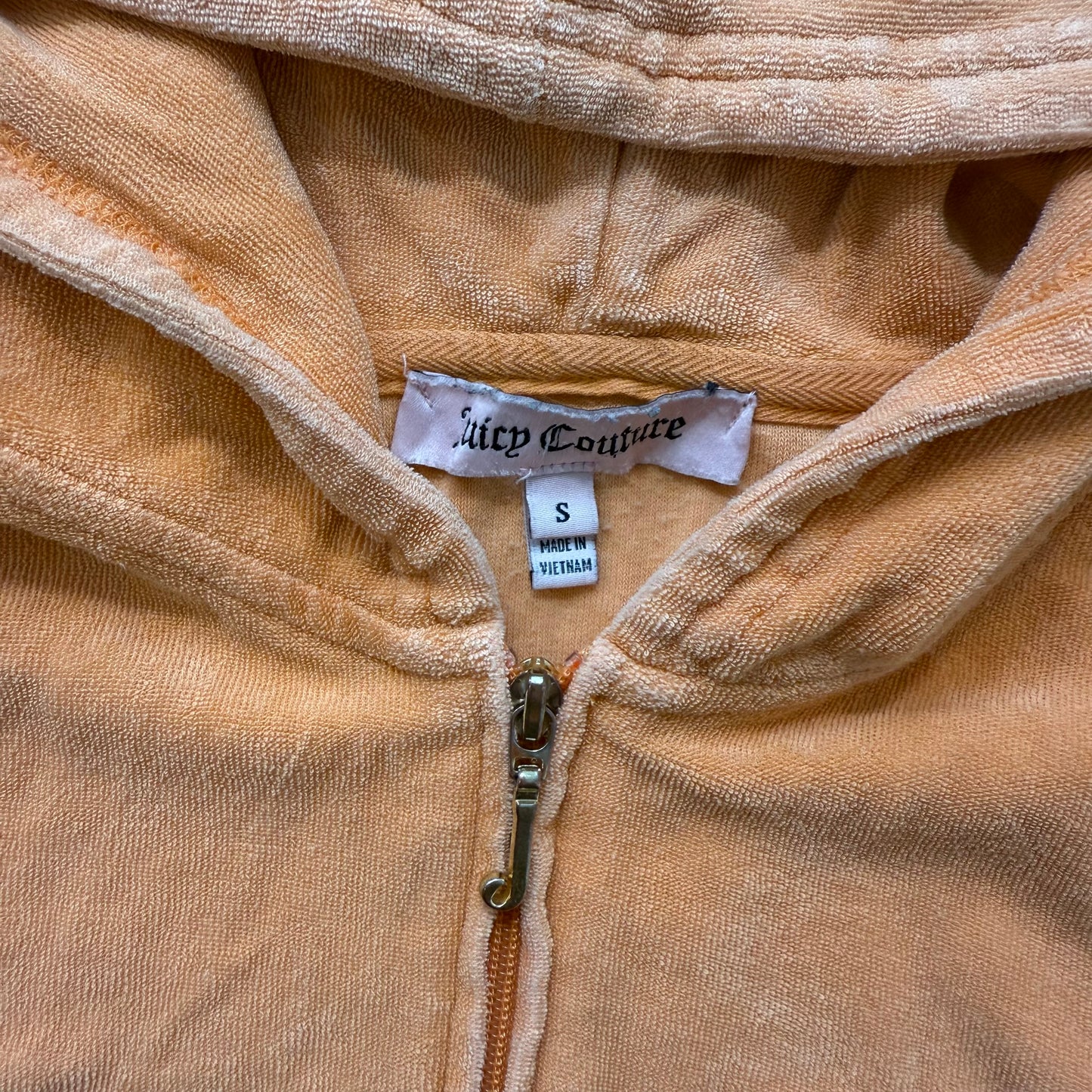 Juicy Couture Women's Apricot Terrycloth Zip Up Hoodie Kangaroo Pocket Size S