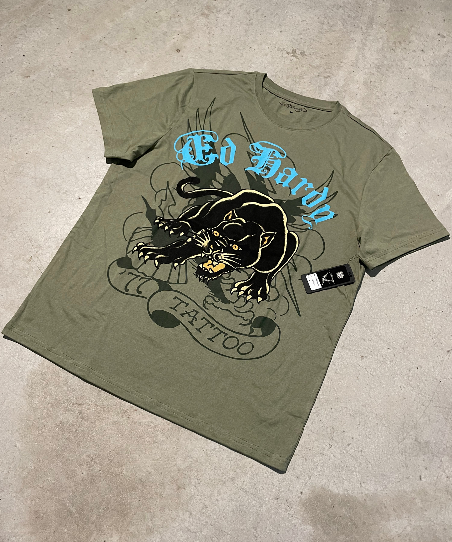 Ed Hardy “Crouching Panther” olive tee