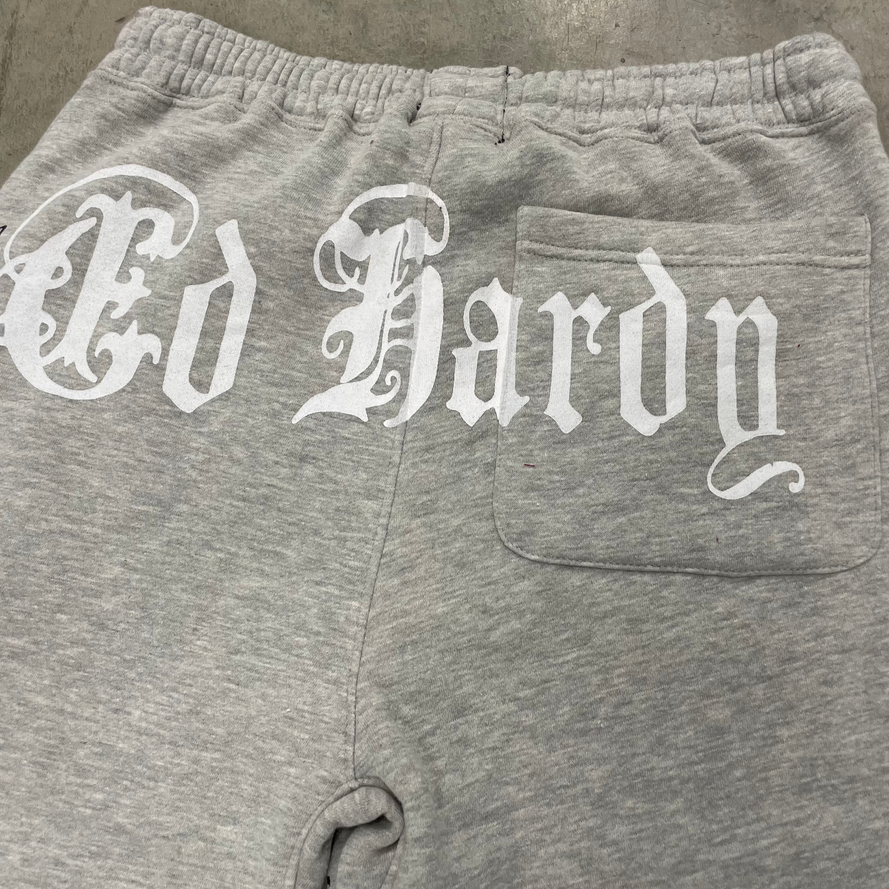 ED HARDY “Death Or Glory” GREY FLEECE SHORTS