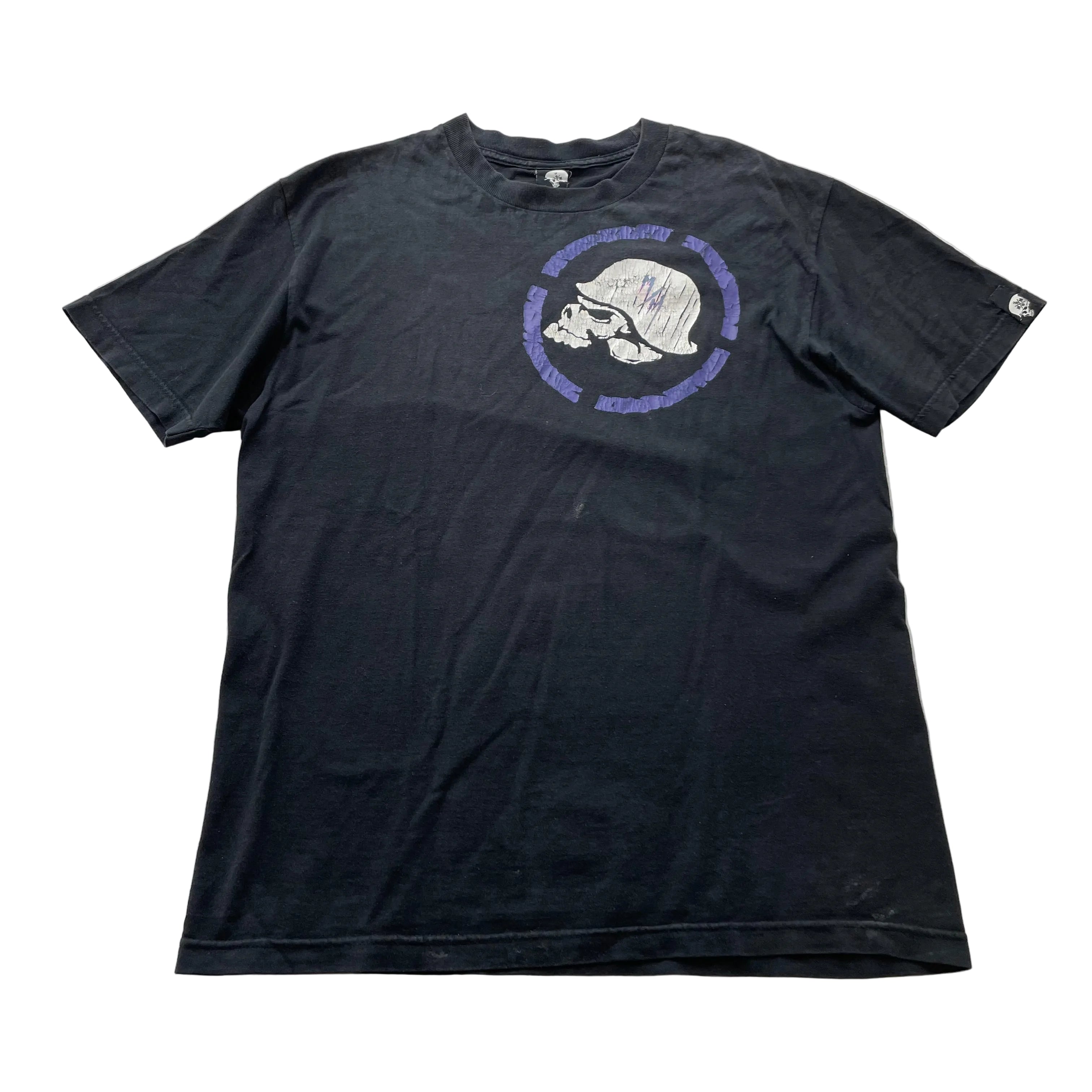 Metal Mulisha T-Shirt Men's Black Graphic Skull Helmet Graphic Casual Tee Size M