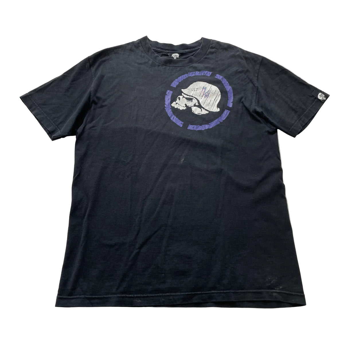 Metal Mulisha T-Shirt Men's Black Graphic Skull Helmet Graphic Casual Tee Size M