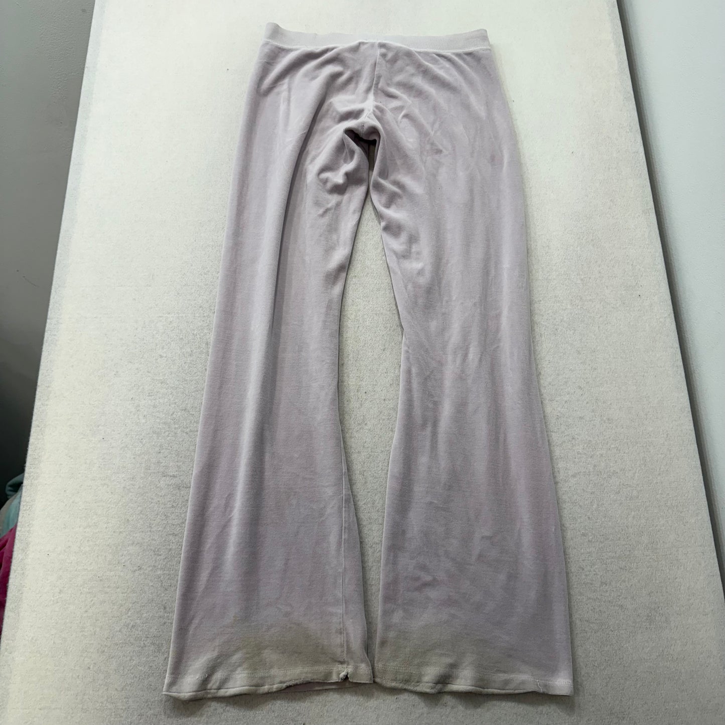 Vintage Juicy Couture Women's Lavender Velour Flare Track Pant Drawstring Size S