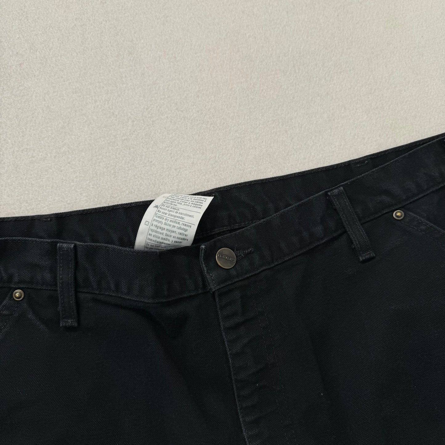 Carhartt Men's Black Washed-Duck Double Knee Work Pants Dungaree Fit Size 36