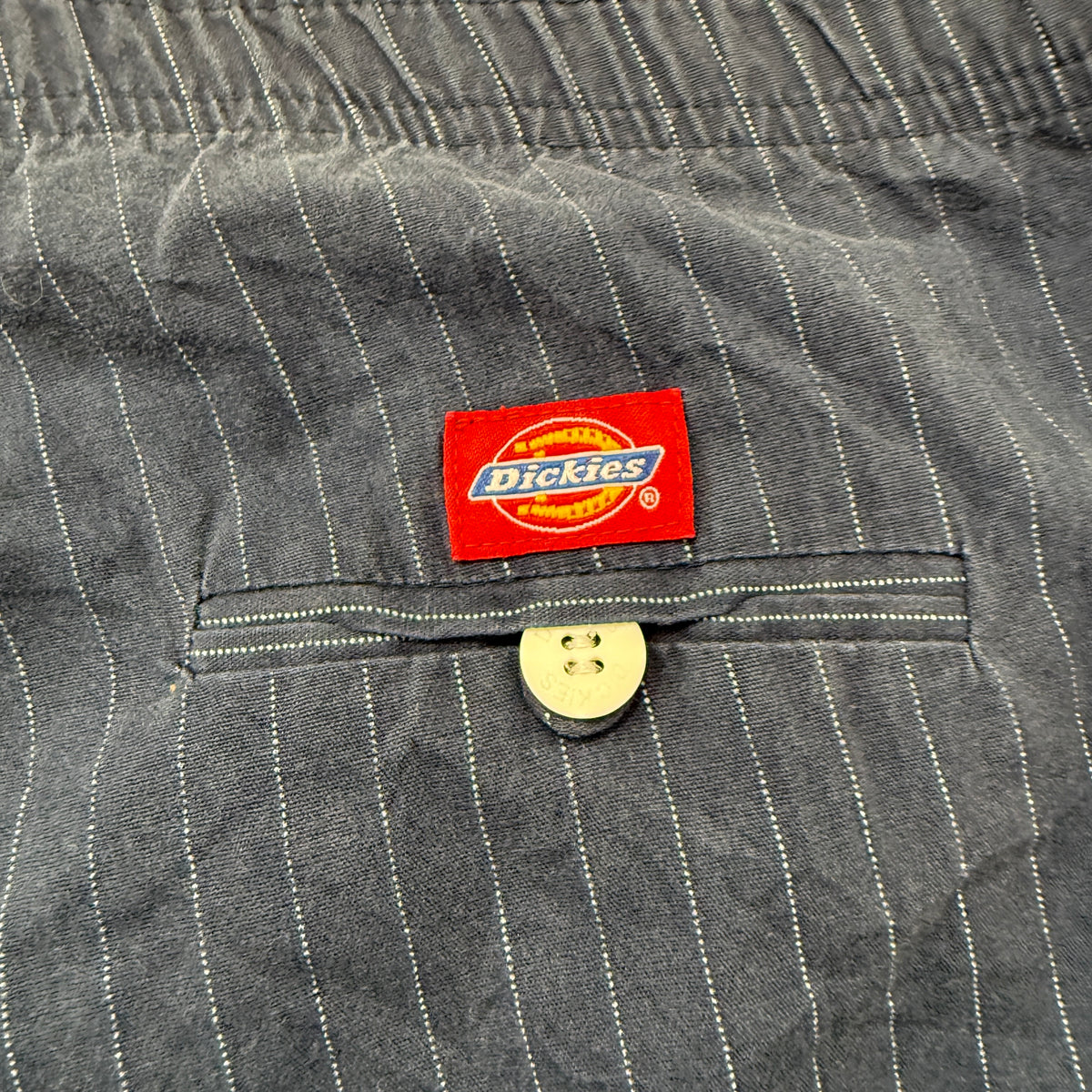 Dickies Womens Navy Pinstripe Flare Pants Size S photo 4