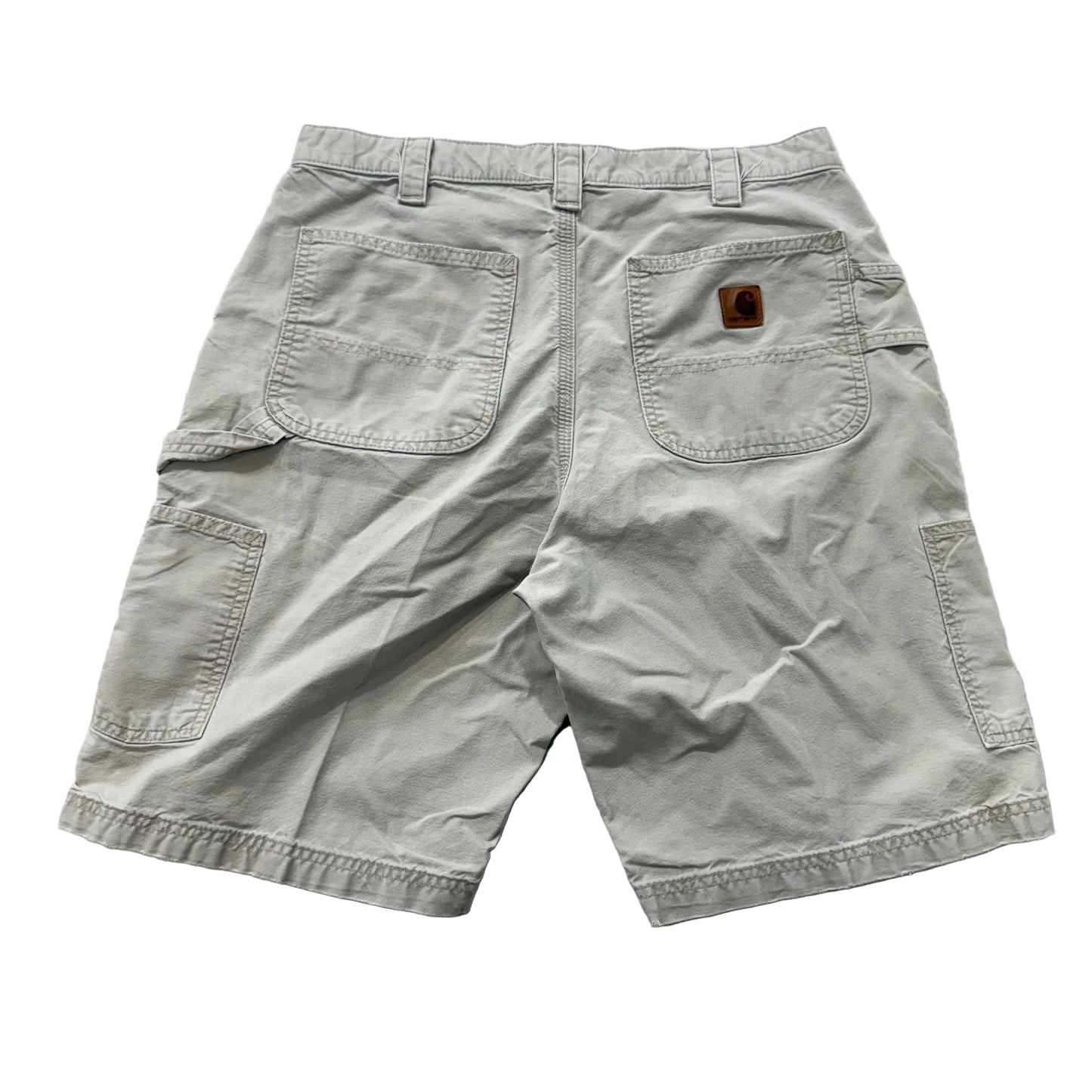 Carhartt Mens Tan Cotton Loose Fit Carpenter Shorts Utility Pockets Logo Size 34