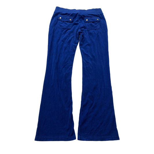 Juicy Couture Women's Blue Terrycloth Flared Track Pant Back Snap Pocket Size S