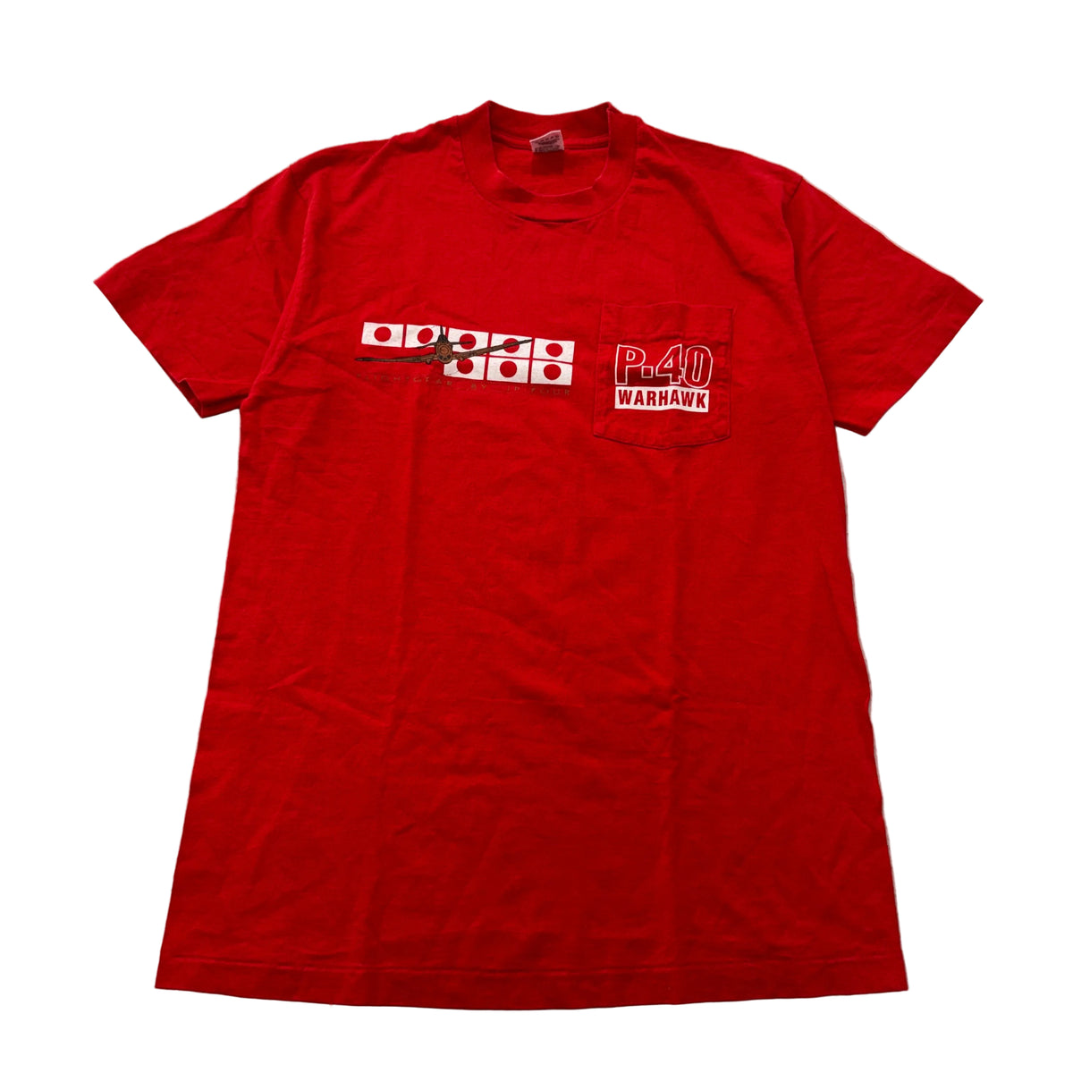 P-40 Warhawk red pocket graphic tee front