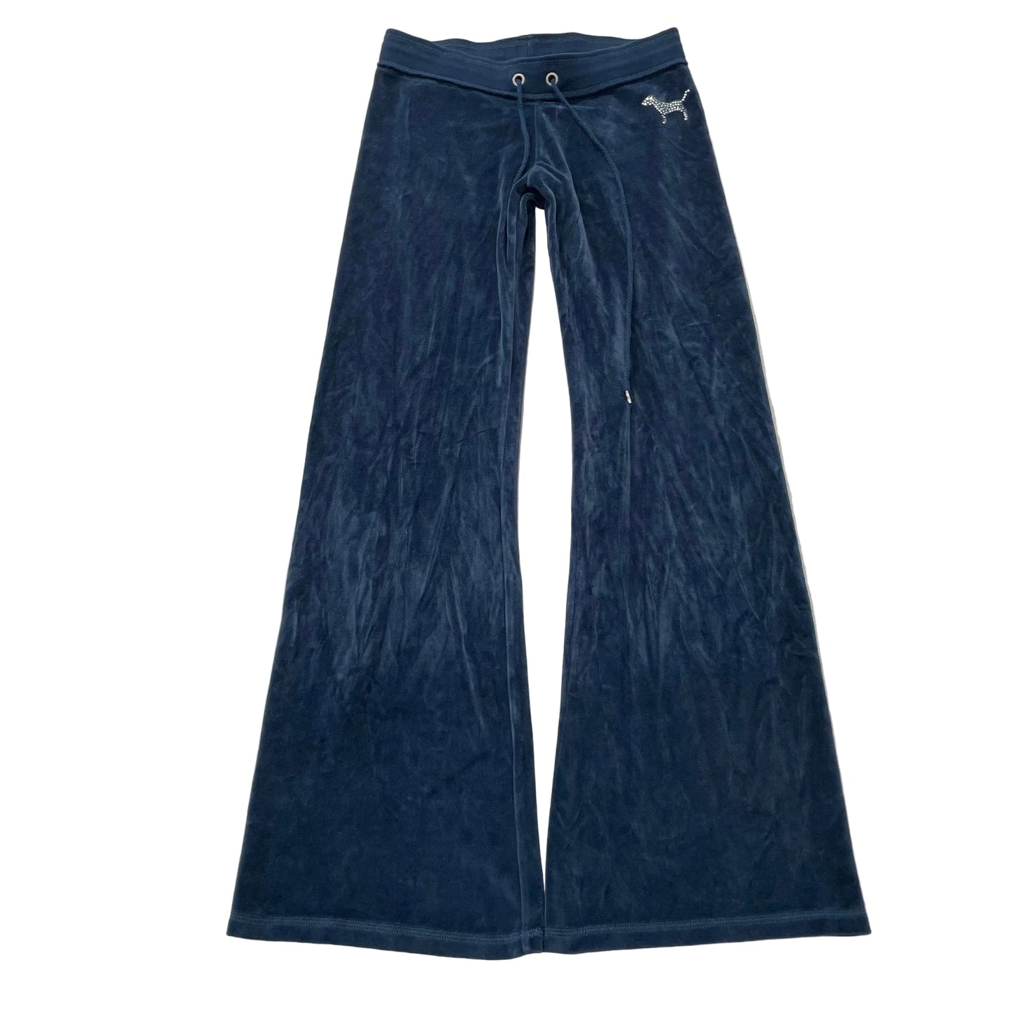 PINK Victoria's Secret Women's Navy Velour Flare Track Pant Graphic Logo Size XS