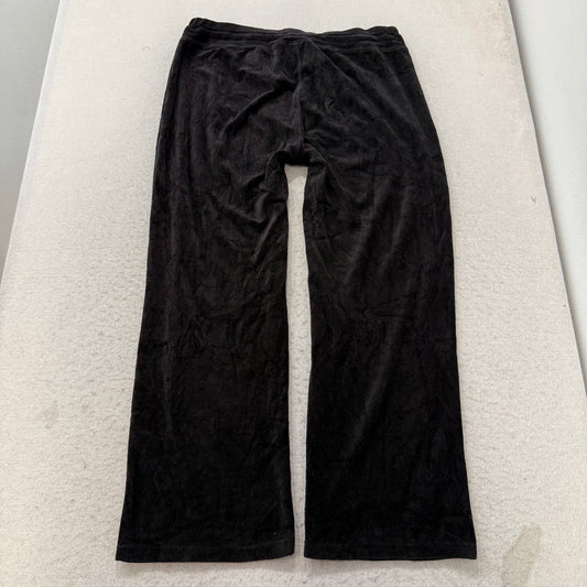 Juicy Couture Women's Black Velour Flared Track Pants Drawstring Classic Size XL