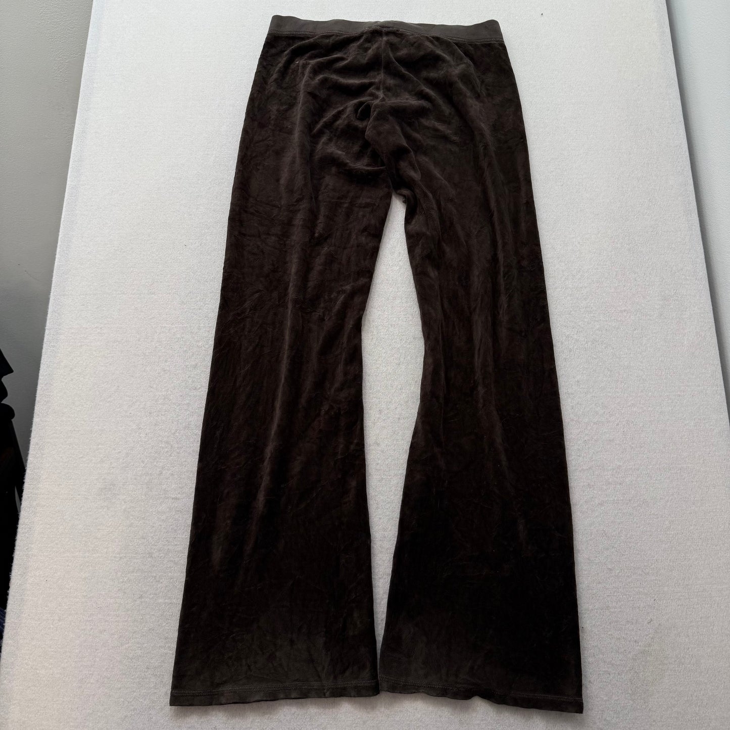 2003 Vintage Juicy Couture Women's Charcoal Brown Velour Flare Track Pant Size S