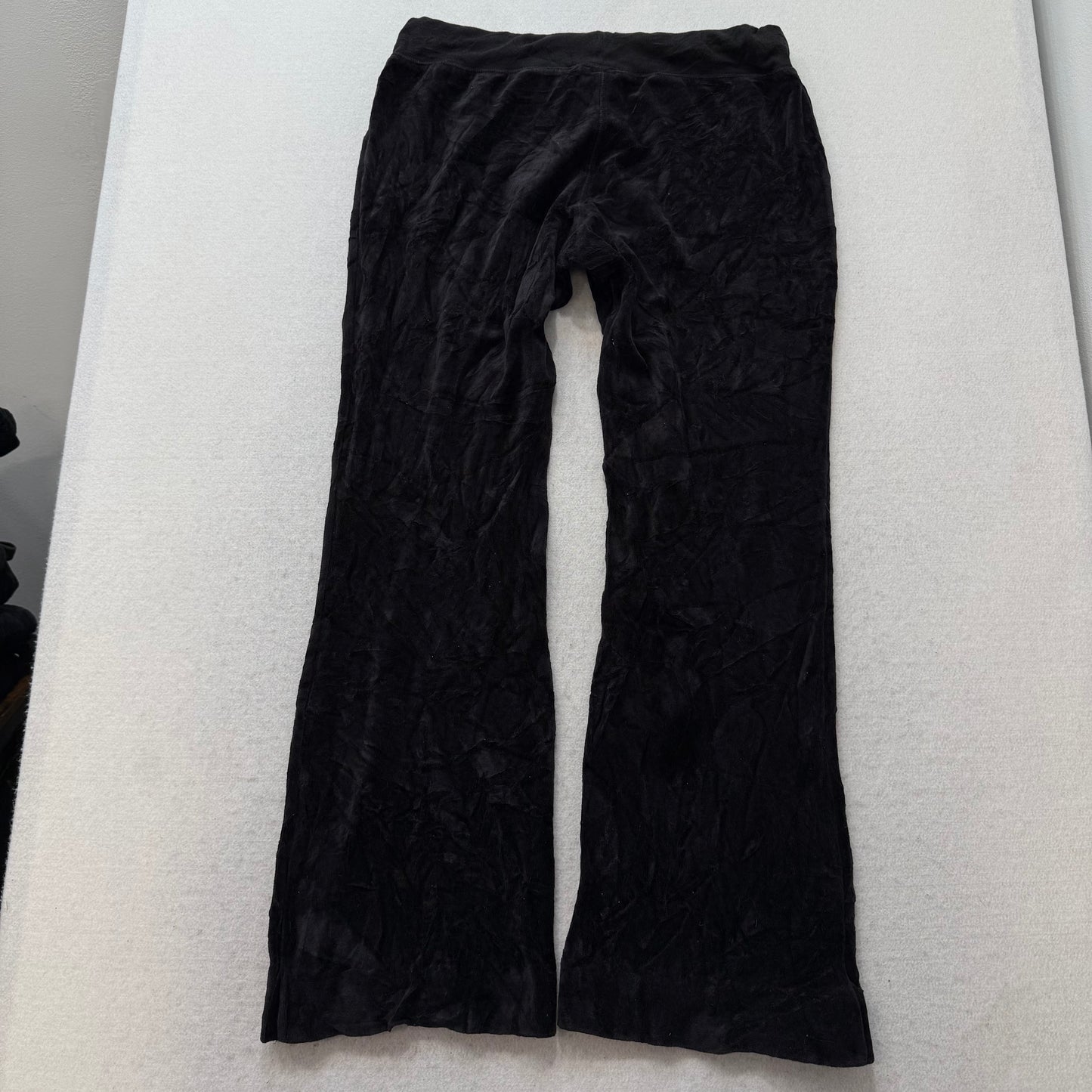 Vintage Juicy Couture Women's Black Velour Flared Track Pants Loungewear Size L