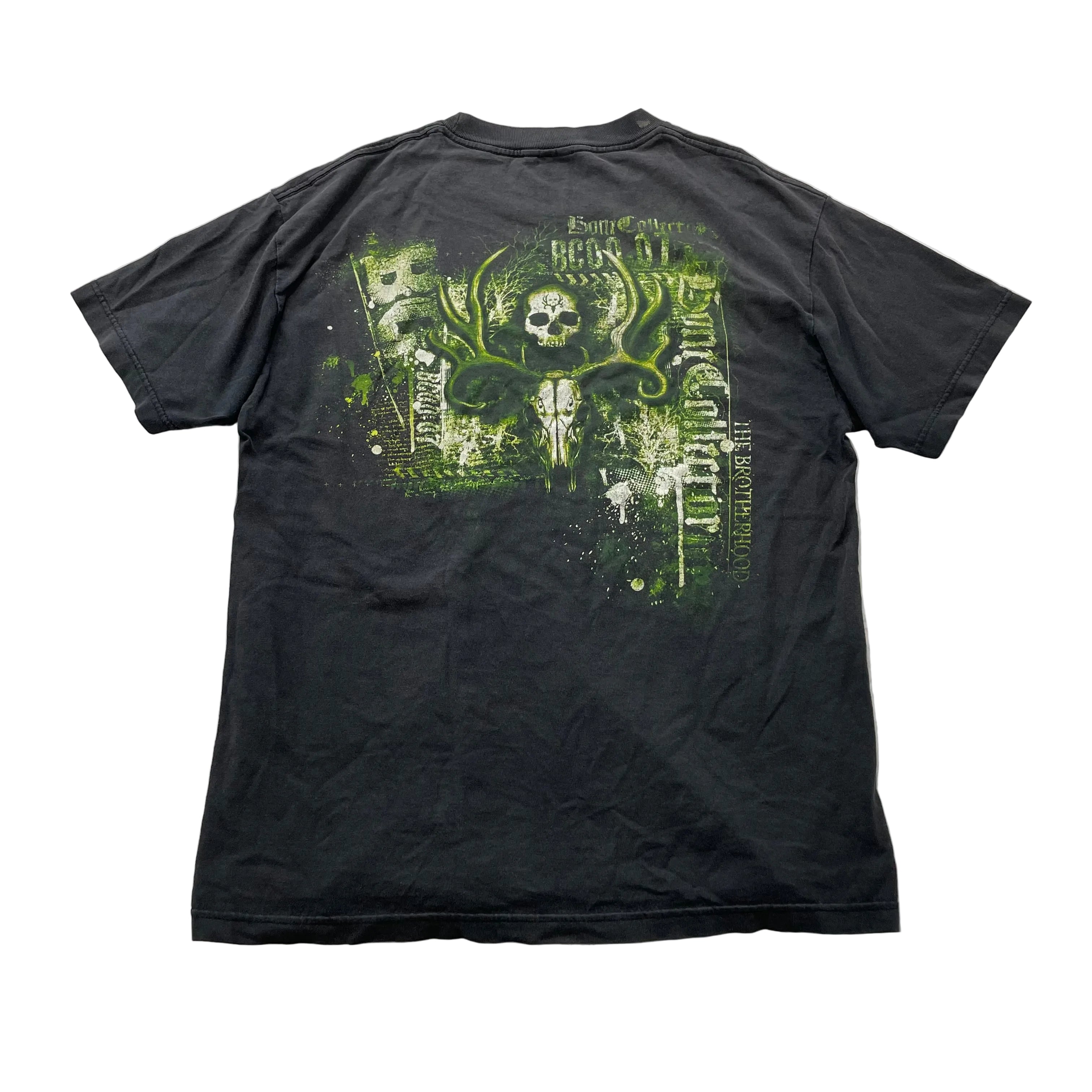 Alstyle Men's Black Cotton T-Shirt Short Sleeve Crewneck Deer Skull Graphic - L
