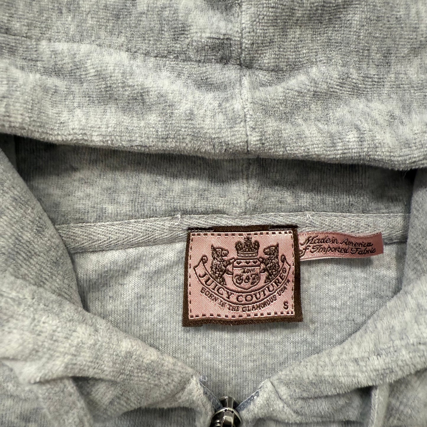 Juicy Couture Gray Velour Tracksuit Set Zip Up Hoodie & Flared Pants Y2K Size S