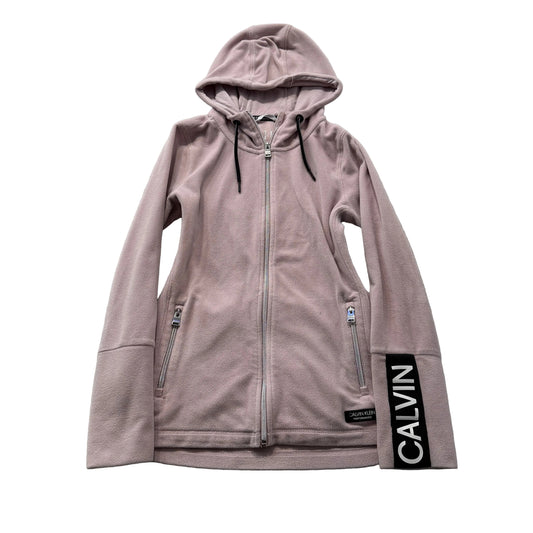 Calvin Klein Performance Women's Light Pink Zip-Up Hoodie Drawstring Logo Size M
