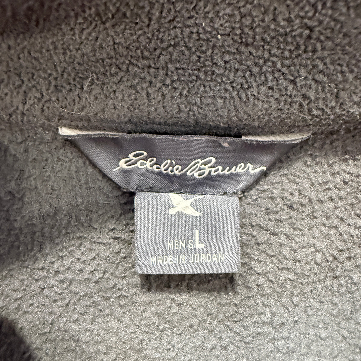 Eddie Bauer Men's Charcoal Grey Quarter Zip Sweatshirt Classic Logo Y2K Size L