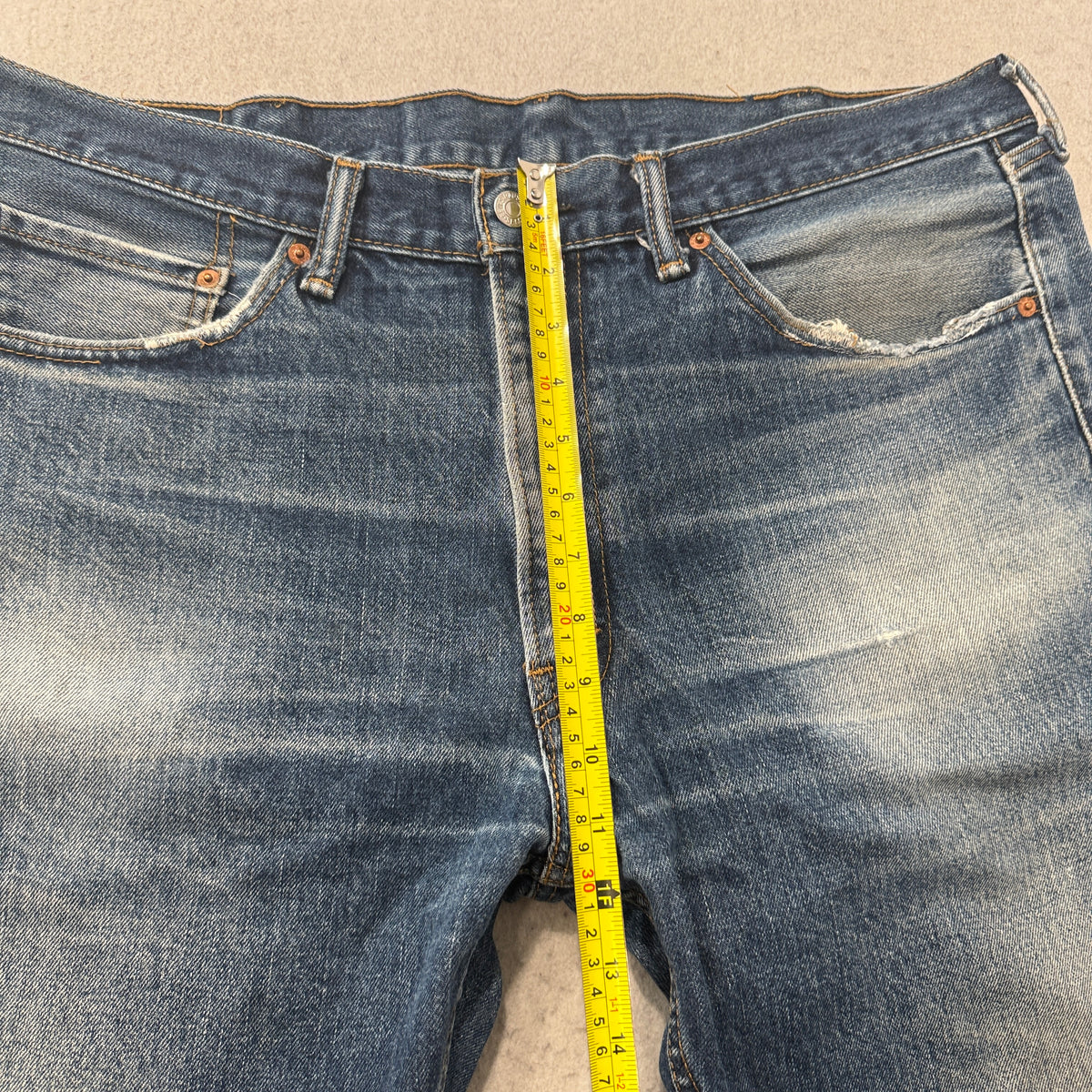 Levis Vintage Distressed Patched Straight Jeans Size 36x30 photo 6