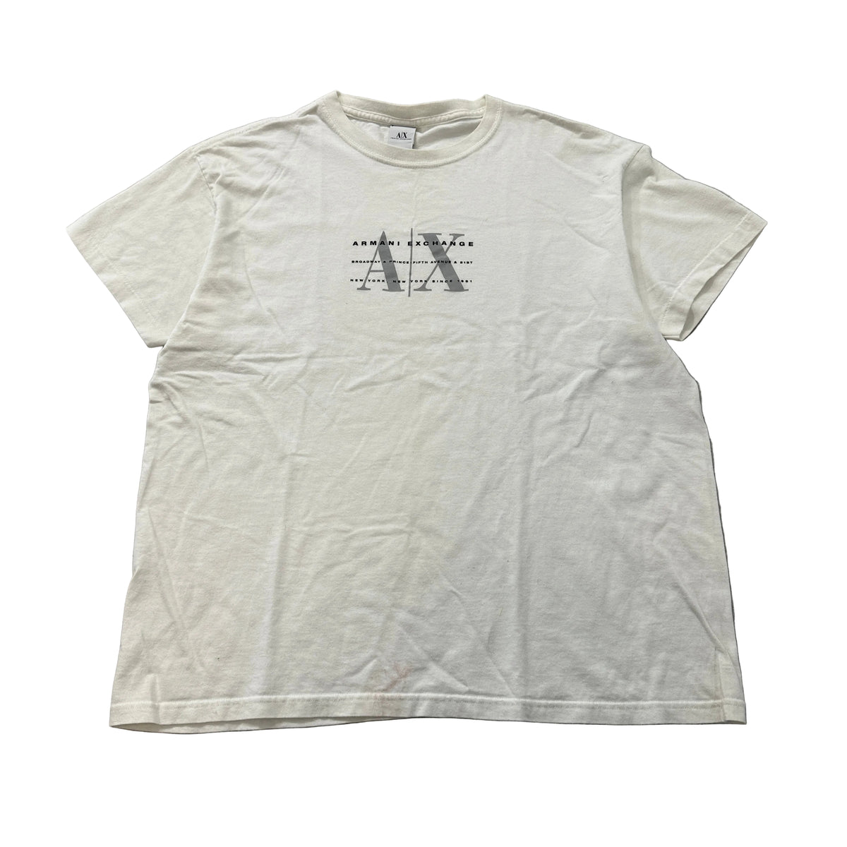 Armani Exchange cream NYC graphic tee front view