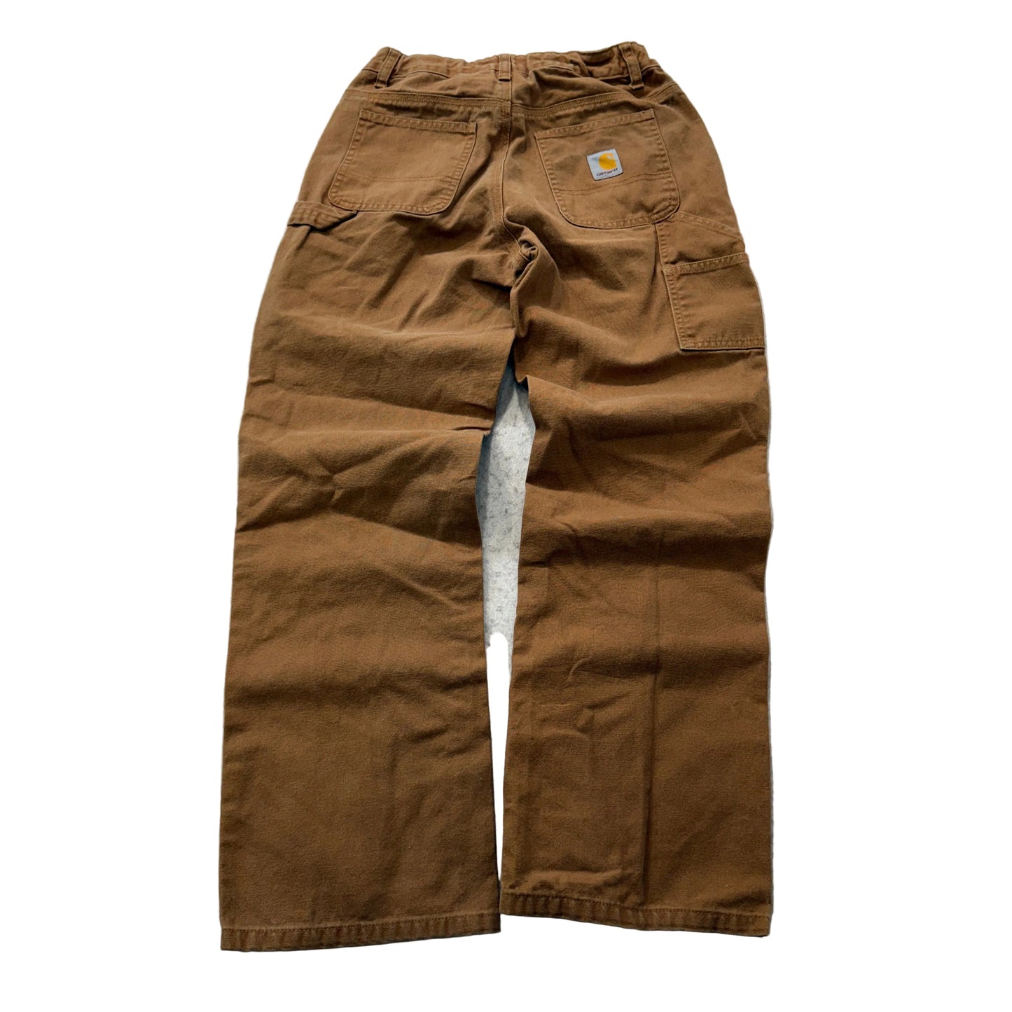 Carhartt Men's Brown Canvas Carpenter Pants Pockets Classic Logo Relaxed Size 14