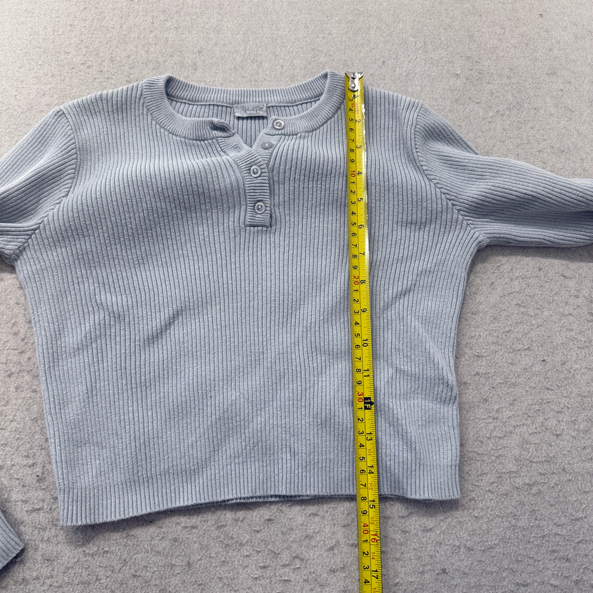 John Galt Brandy Melville Women's Baby Blue Ribbed Cropped Henley Top Size XS