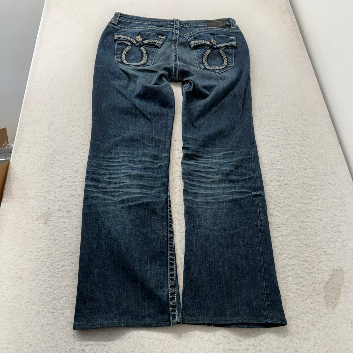 Big Star Miki Women's Blue Denim Flare Jeans Embroidered Back Pockets Size W34