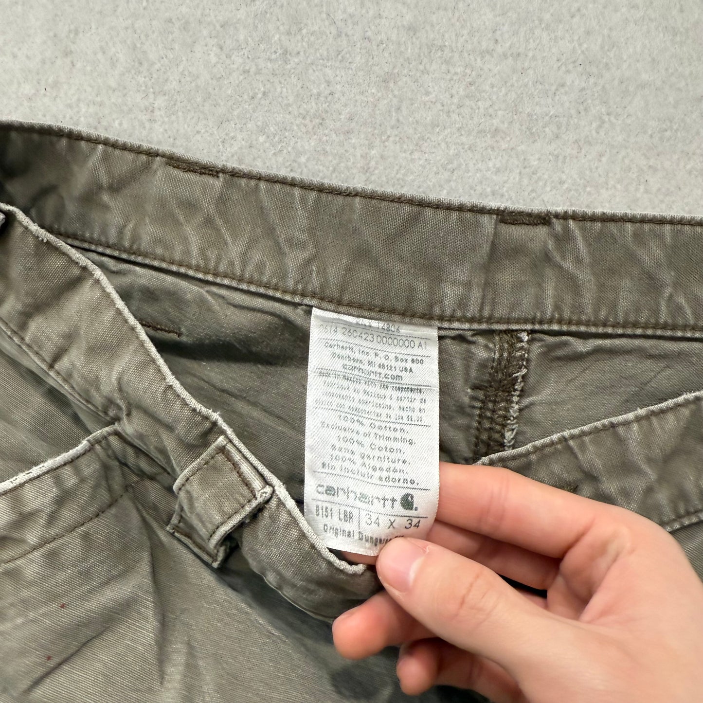 Carhartt Men's Tan Cotton Straight Leg Carpenter Pants Tool Pockets Waist 34