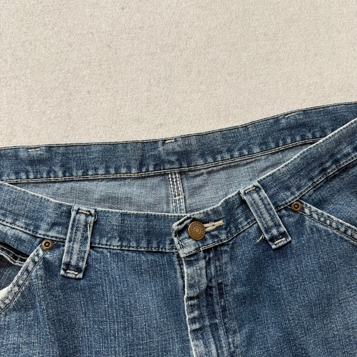 Lee Men Medium Blue Denim Baggy Straight Leg Carpenter Jeans Hammer Loop Size 40
