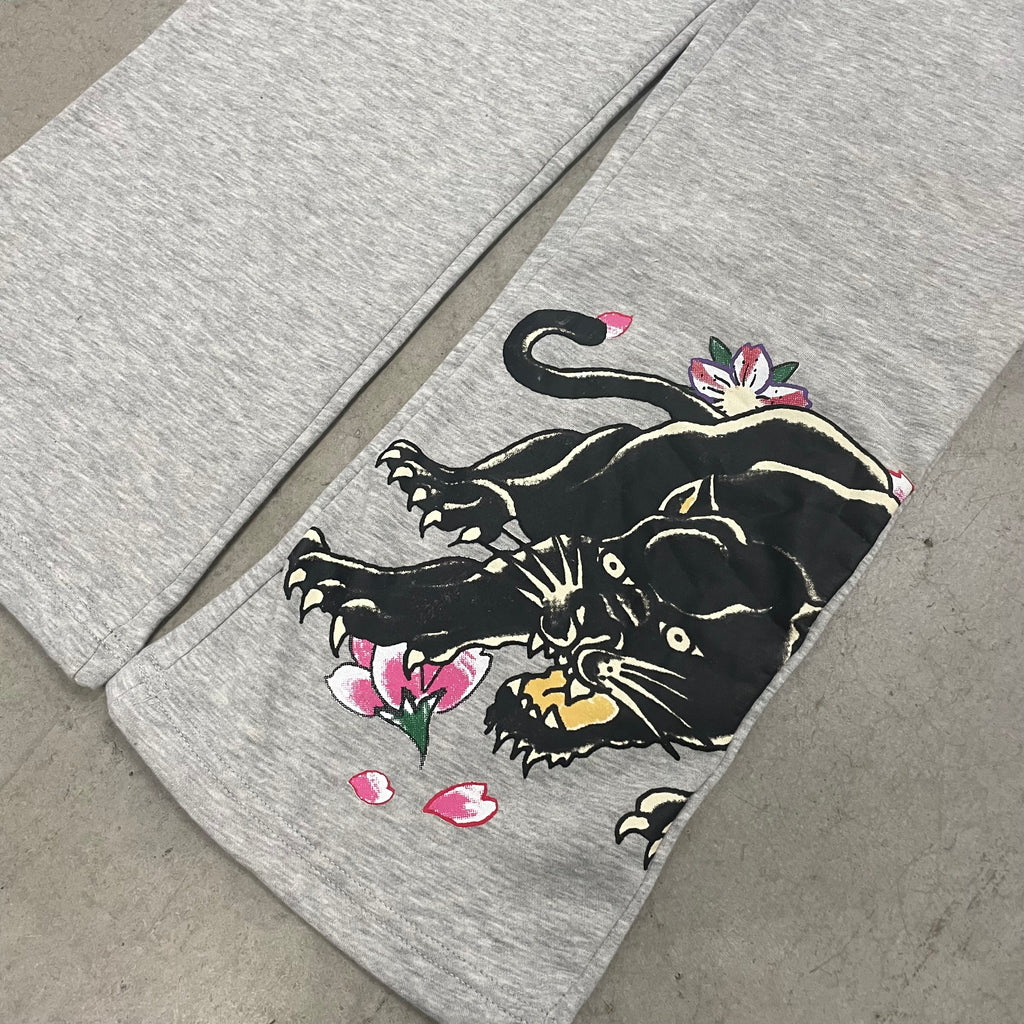 ED HARDY “Panther Rose” GREY FLARED PANTS