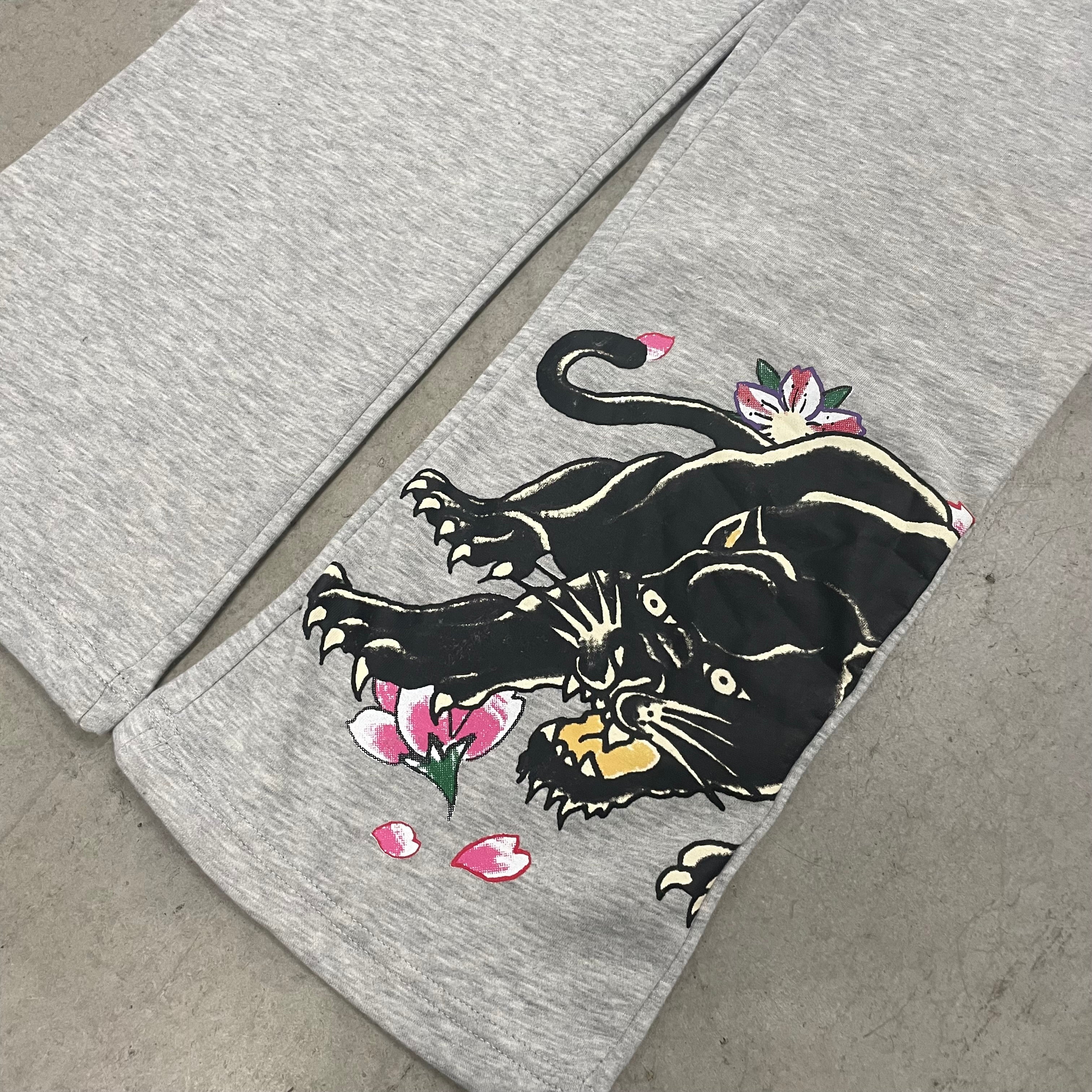 ED HARDY “Panther Rose” GREY FLARED PANTS