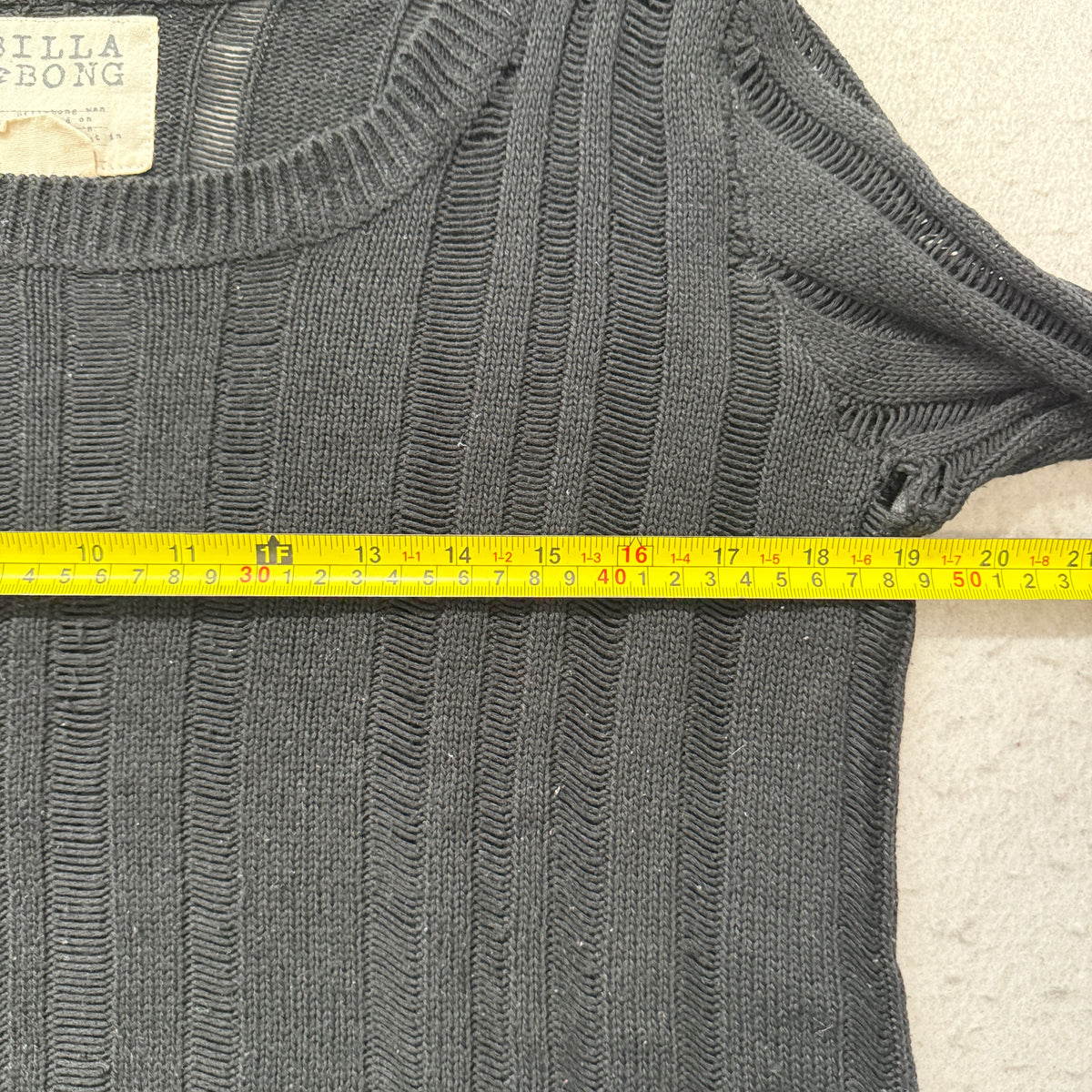 Billabong Black Open Knit Pullover Sweater Size L photo 4