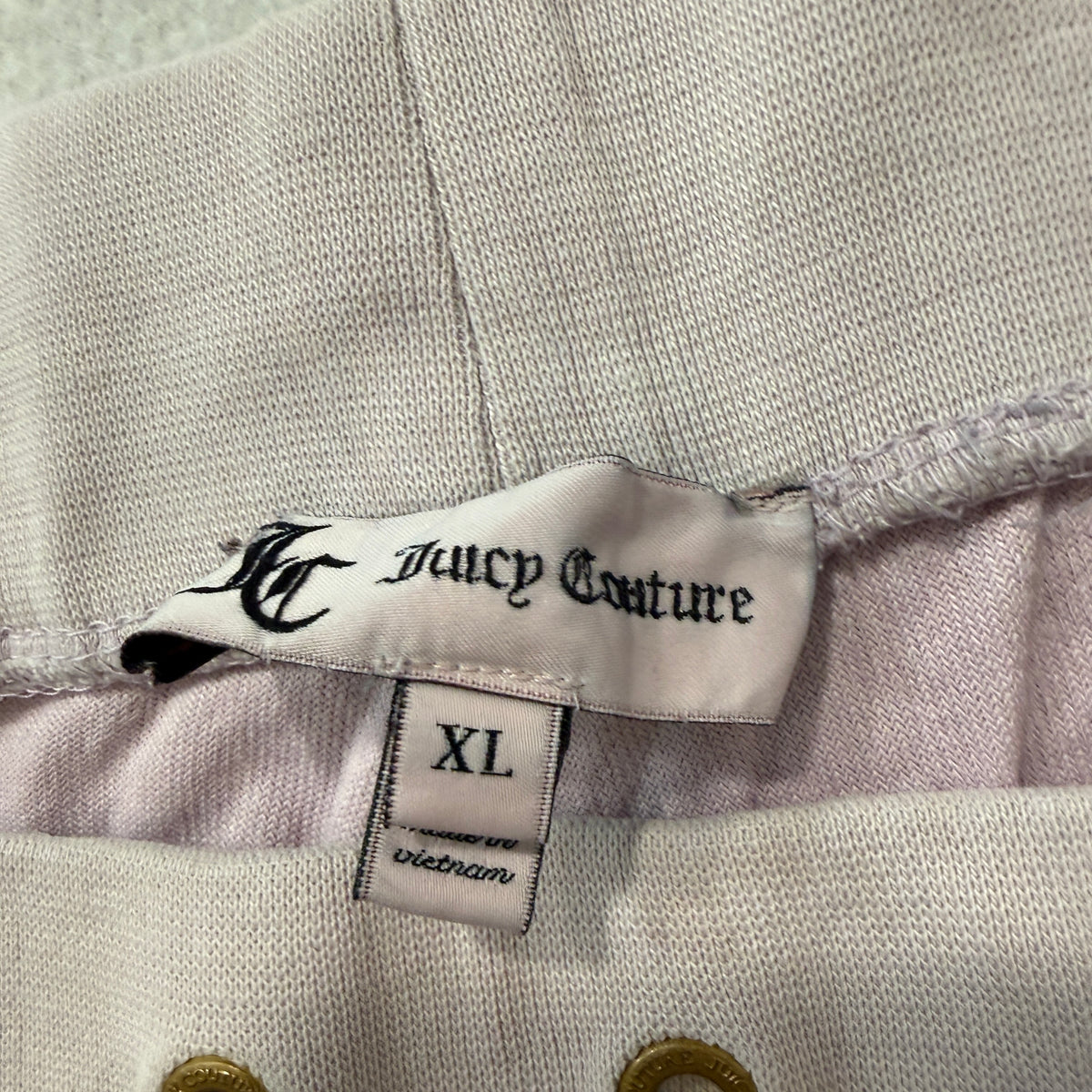 Juicy Couture Womens Very Light Pink Velour Flared Track Pants Glitter Logo - XL