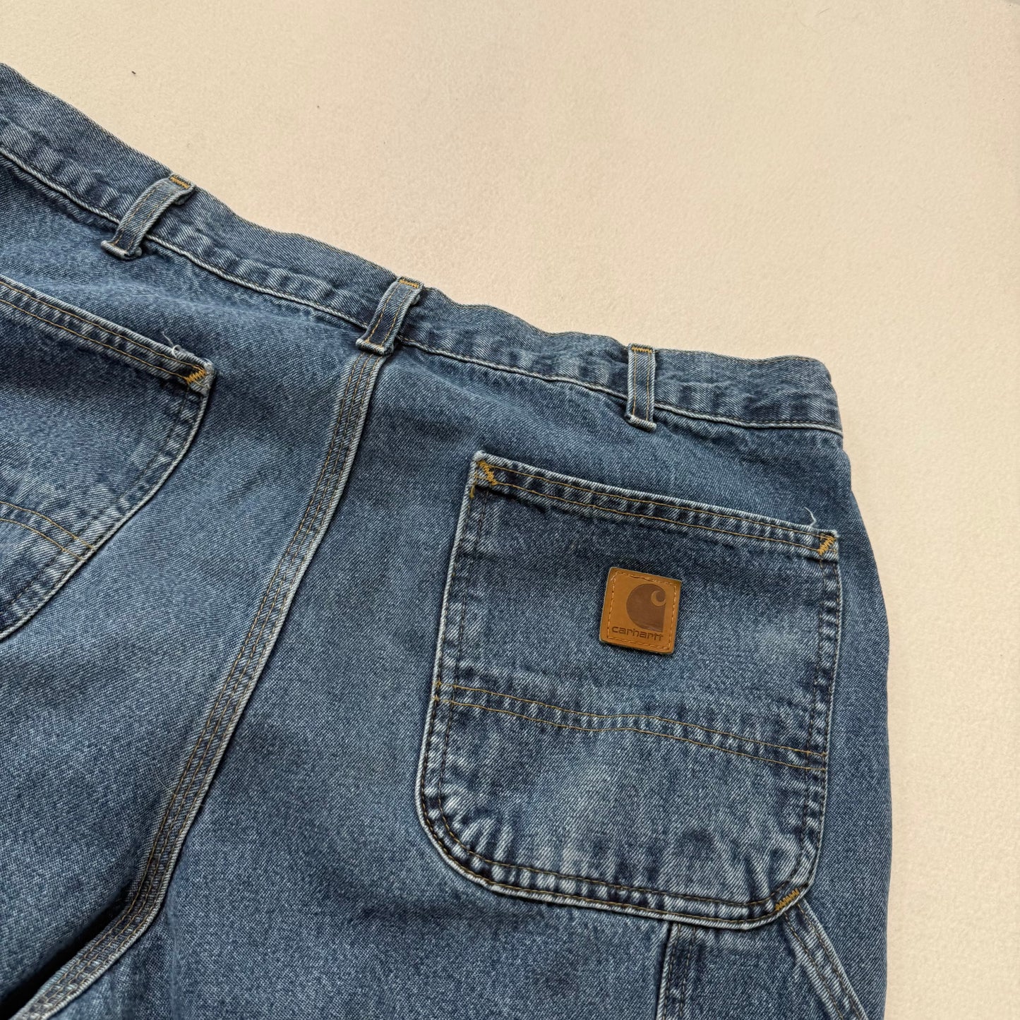 Carhartt Men's Blue Denim Straight Leg Carpenter Jeans Utility Pockets Size 34