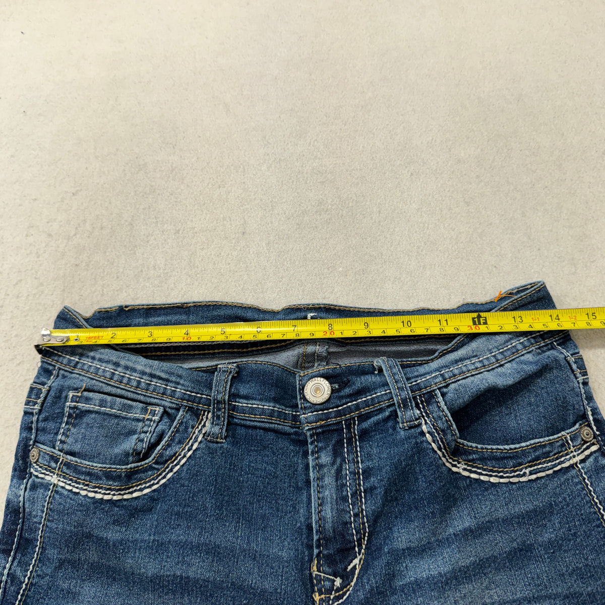 Wallflower Bootcut Jeans Women's Medium Wash Embellished Flap Pocket Size 9 photo 4