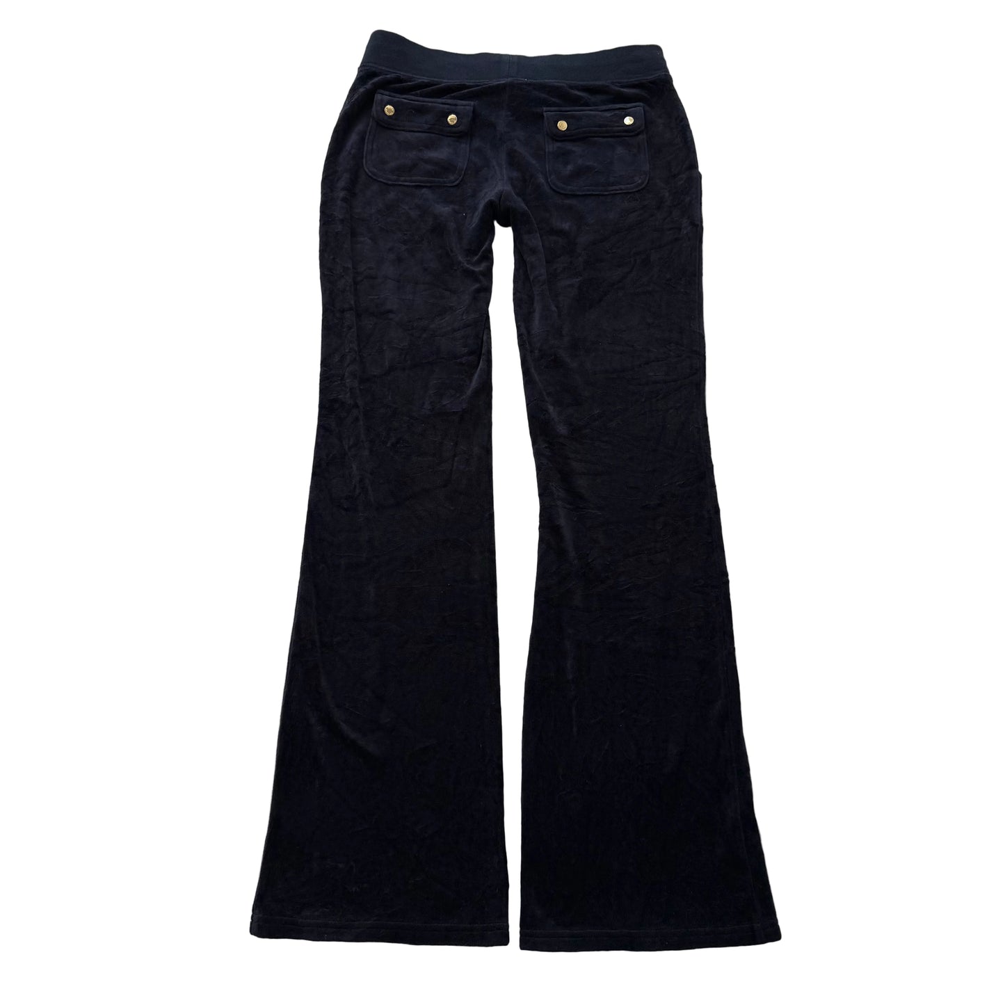 Juicy Couture Women's Navy Blue Velour Flared Track Pant Back Snap Pocket Size S