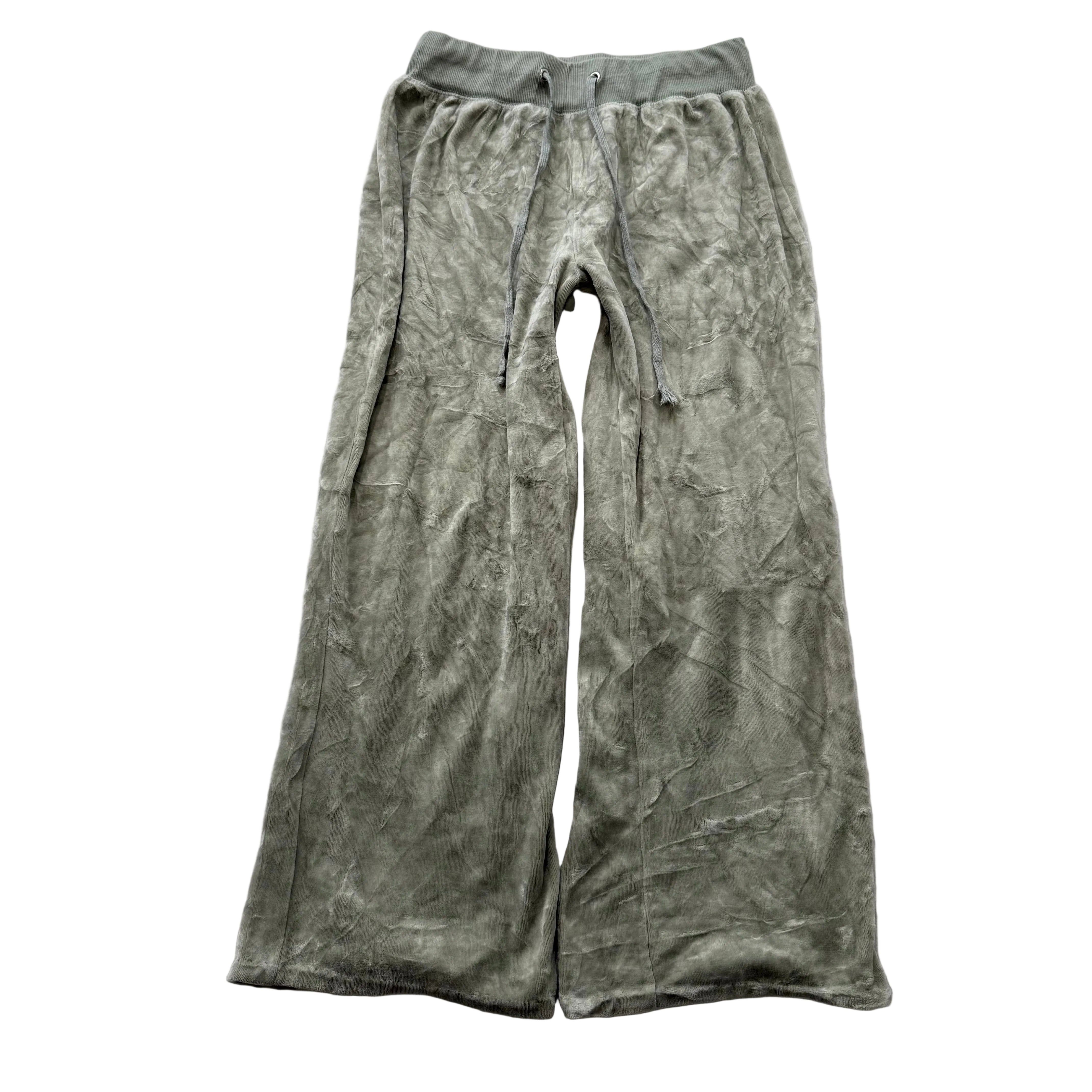 Juicy Couture Gray Velour Flared Wide Leg Track Pant Drawstring Casual Size S