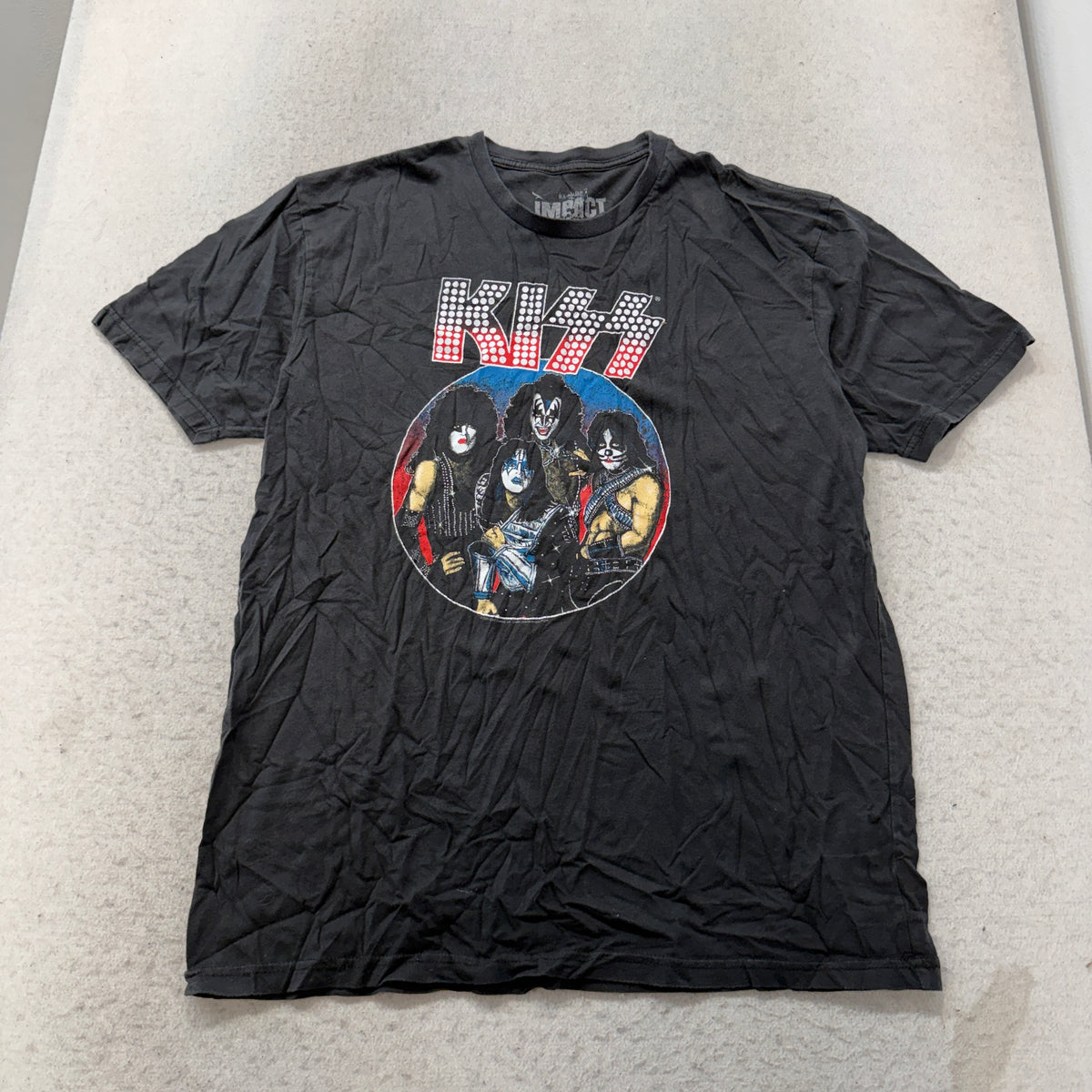 KISS Band T-Shirt Men's Black Rock Graphic Short Sleeve Crewneck Tee Size XL photo 1