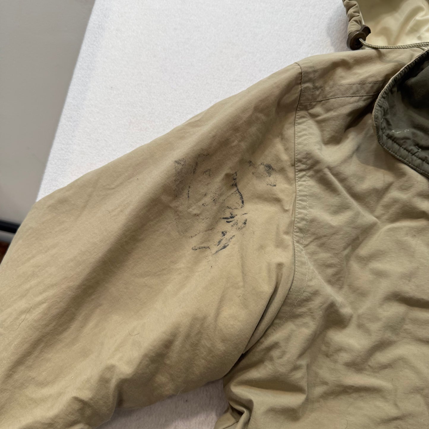 L.L.Bean Men Tan Nylon Full Zip Baxter State Mountain Parka Cargo Pockets Size M