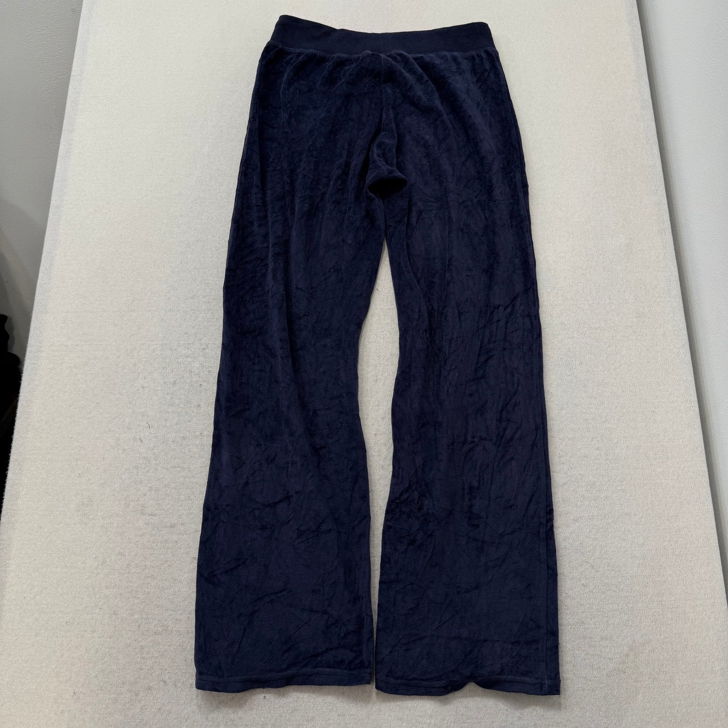 Juicy Couture Navy Blue Velour Tracksuit Set Zip Up Hoodie & Flared Pant Size S